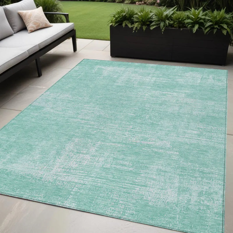 5' X 8' Turquoise And Teal Blue Abstract Washable Indoor Outdoor Area Rug Homeroots Outdoor