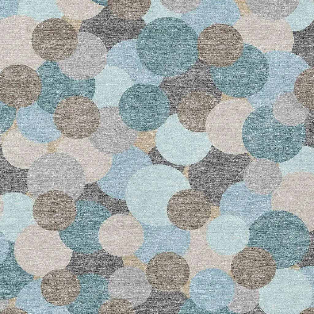 5' X 8' Turquoise And Teal Blue Geometric Washable Indoor Outdoor Area Rug Homeroots Outdoor