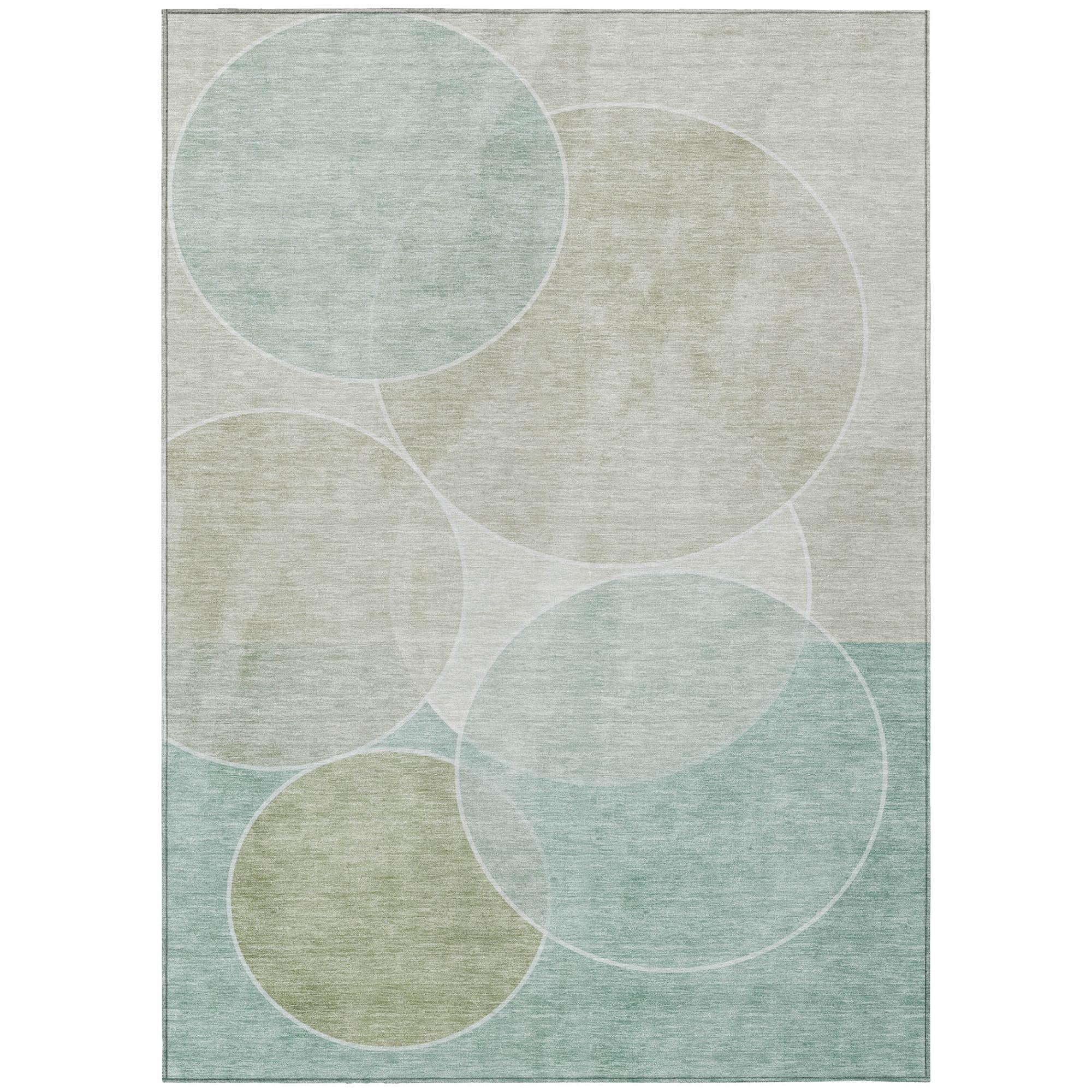 5' X 8' Turquoise And Teal Blue Geometric Washable Indoor Outdoor Area Rug Homeroots Outdoor