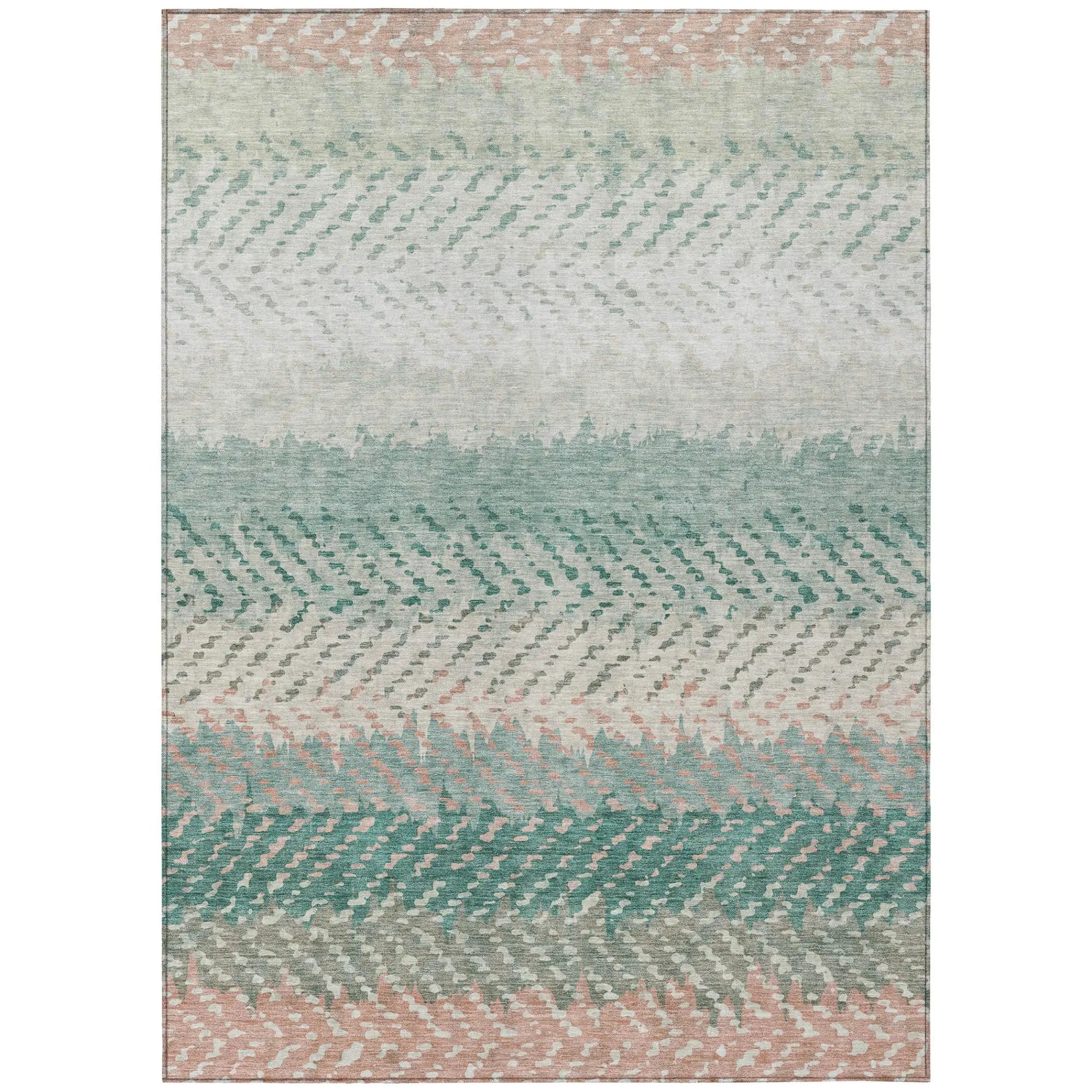 5' X 8' Turquoise And Teal Blue Striped Washable Indoor Outdoor Area Rug Homeroots Outdoor