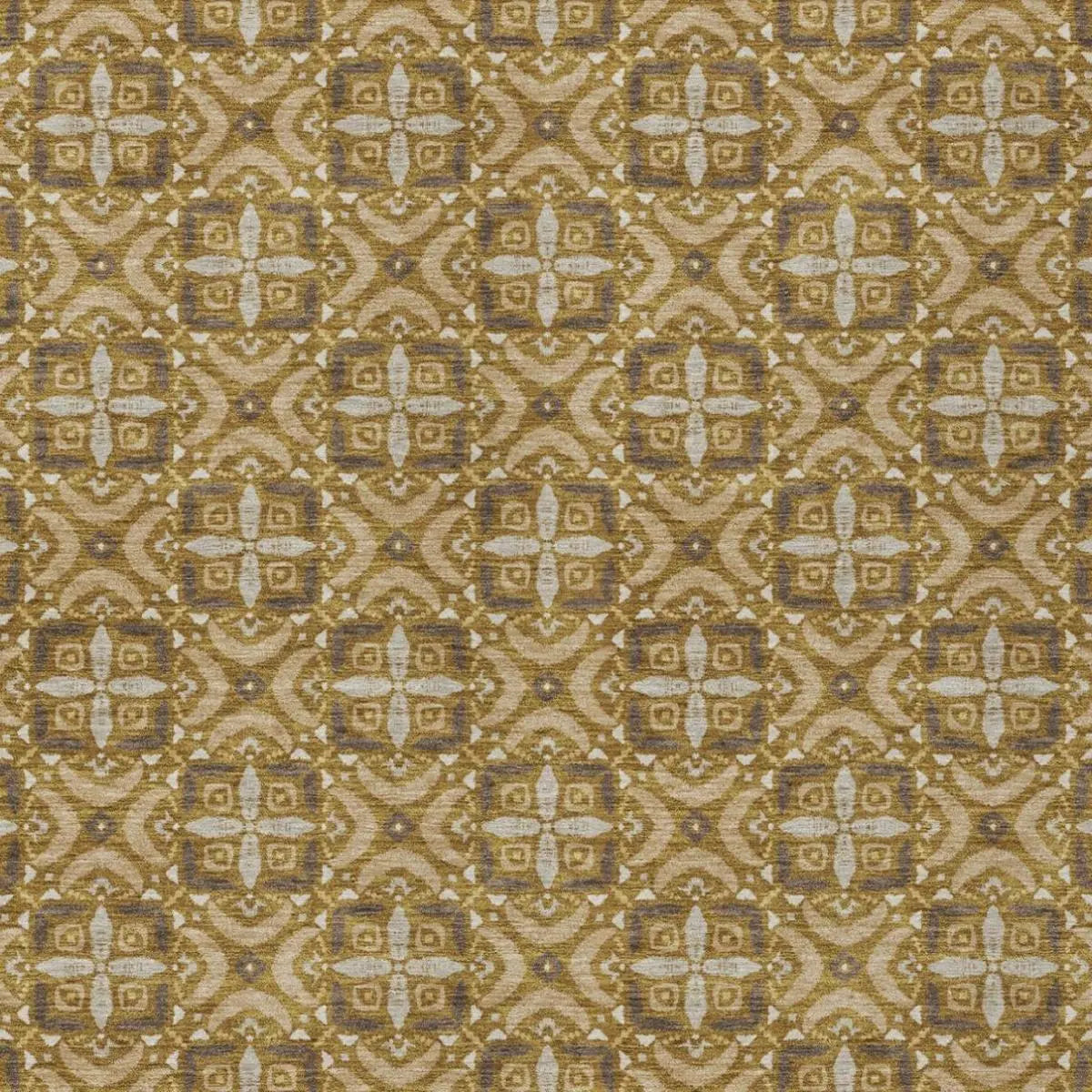 5' X 8' Walnut And Gold Geometric Washable Indoor Outdoor Area Rug Homeroots Outdoor