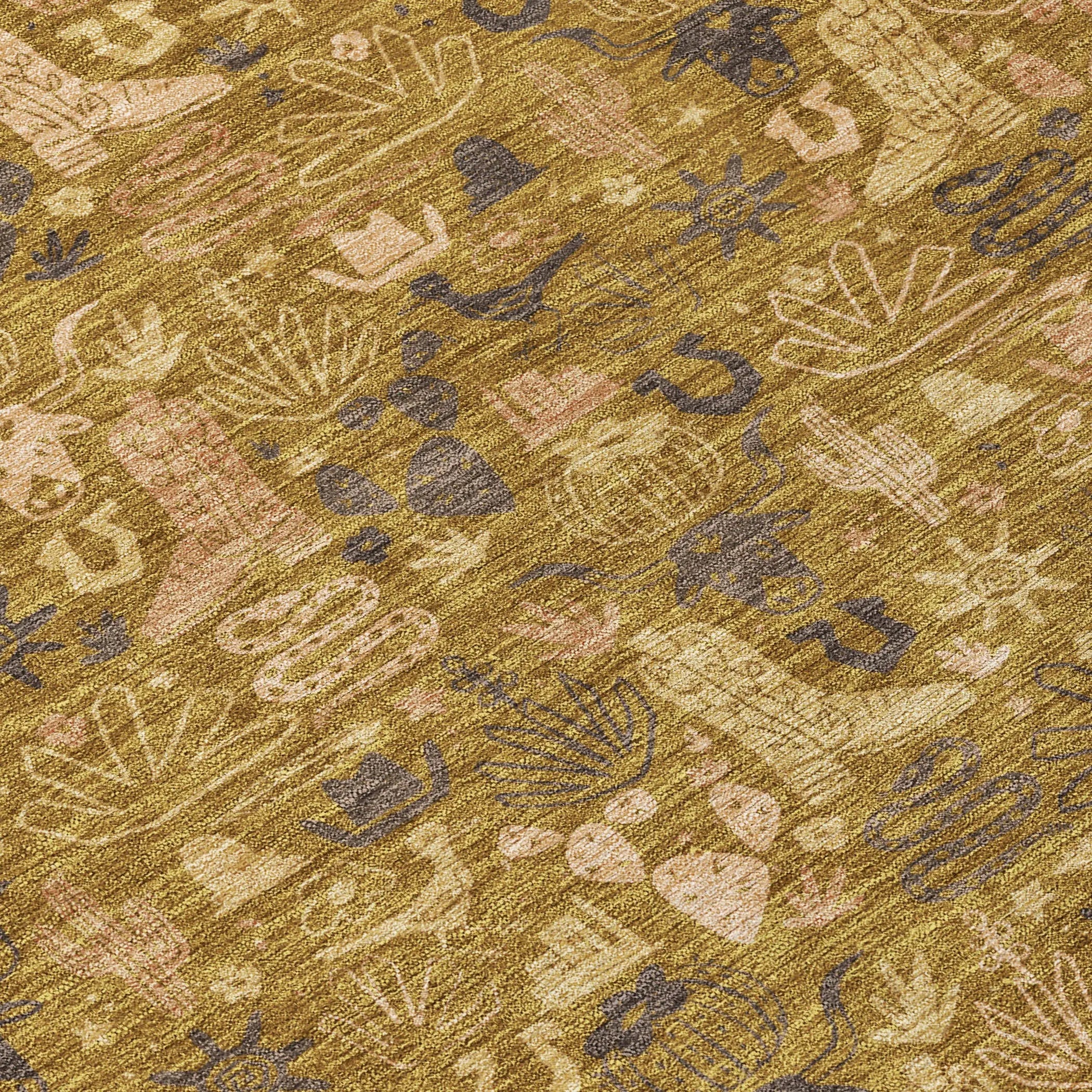 5' X 8' Walnut And Gold Stars Washable Indoor Outdoor Area Rug Homeroots Outdoor