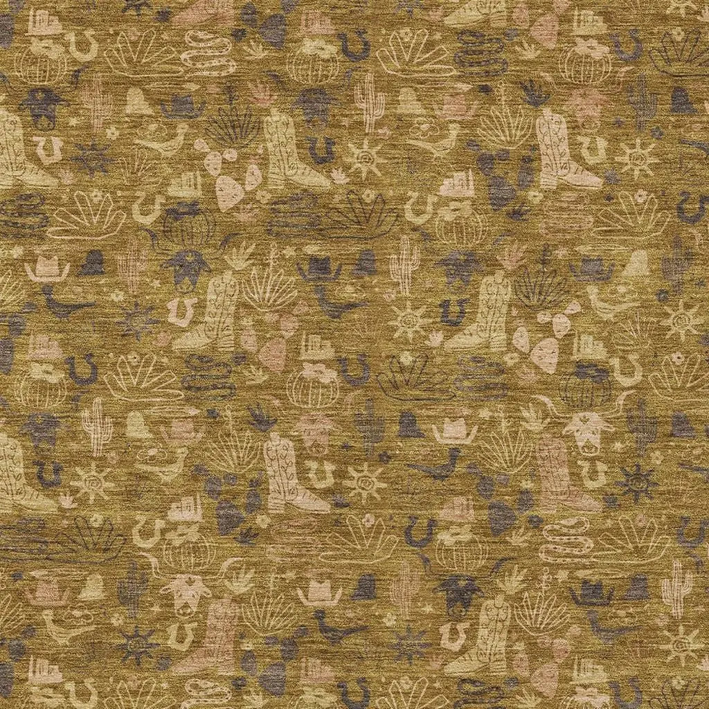 5' X 8' Walnut And Gold Stars Washable Indoor Outdoor Area Rug Homeroots Outdoor