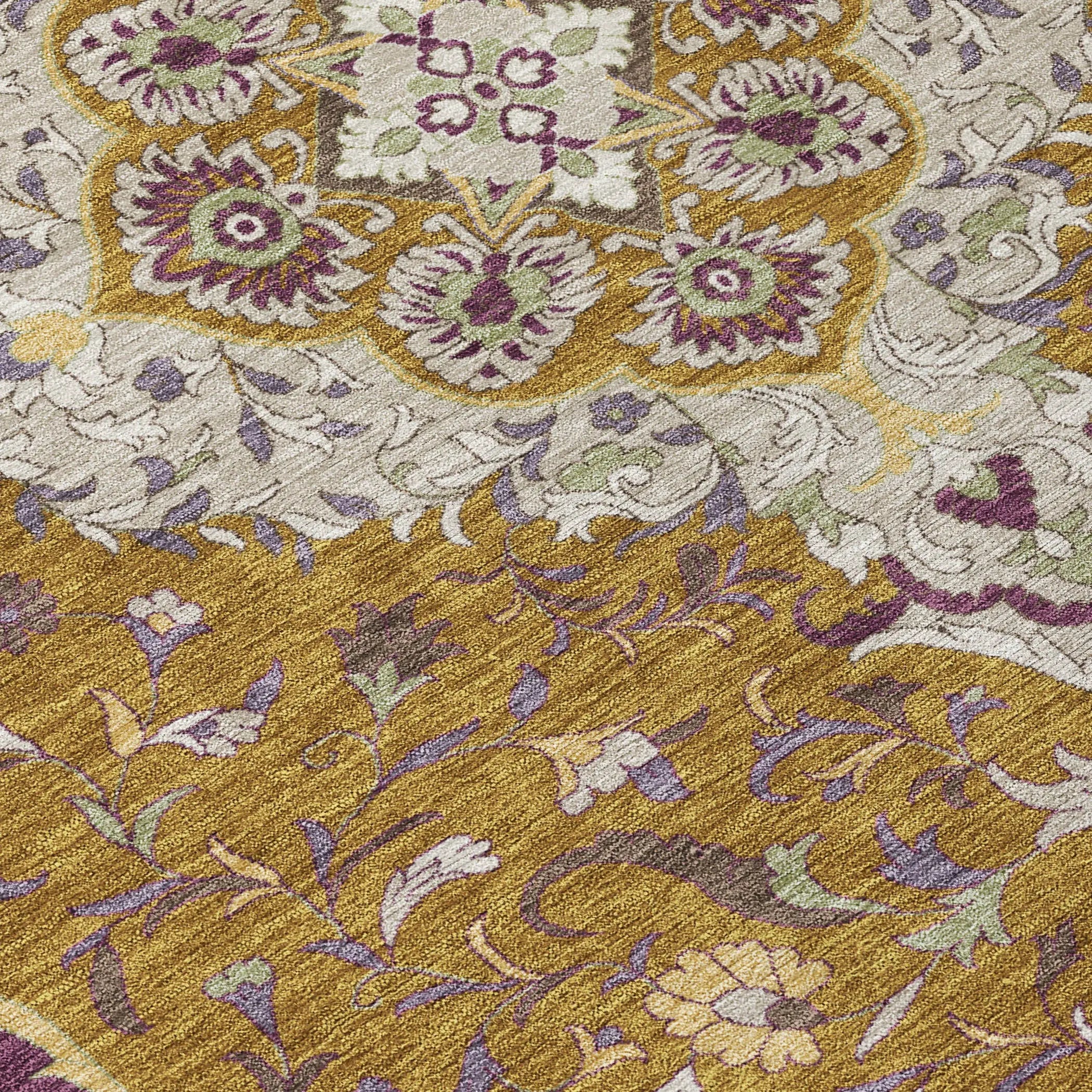 5' X 8' Walnut And Orange Medallion Washable Indoor Outdoor Area Rug Homeroots Outdoor