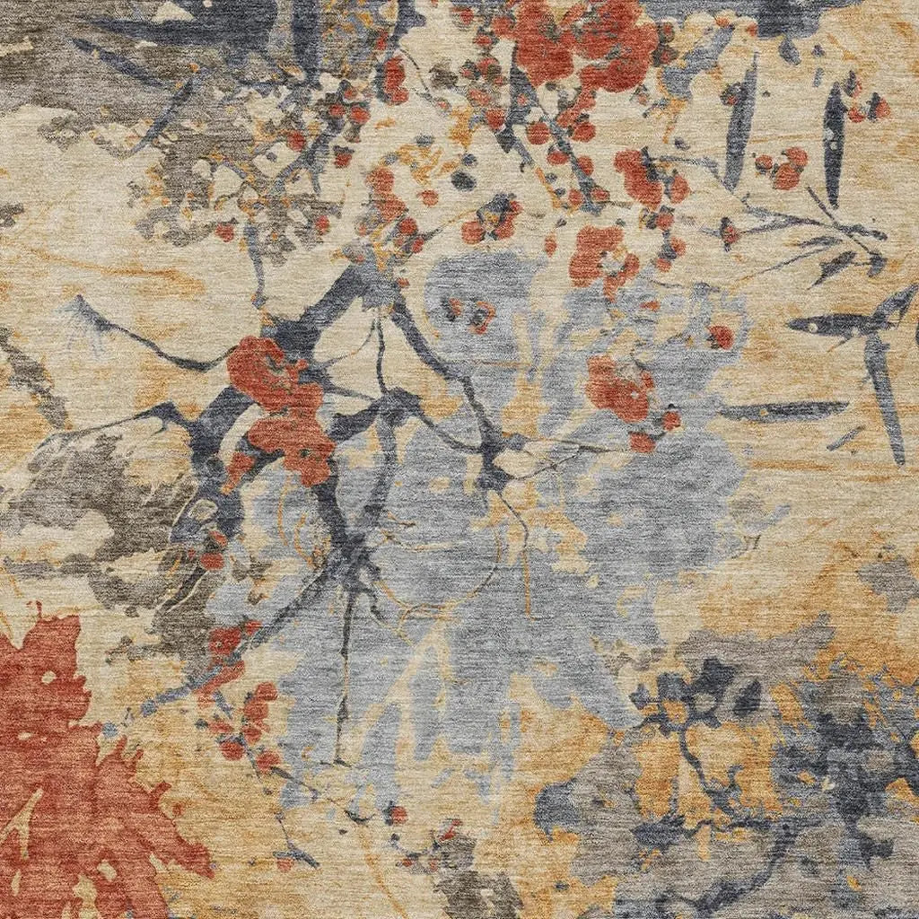 5' X 8' Wheat And Beige Abstract Washable Indoor Outdoor Area Rug Homeroots Outdoor