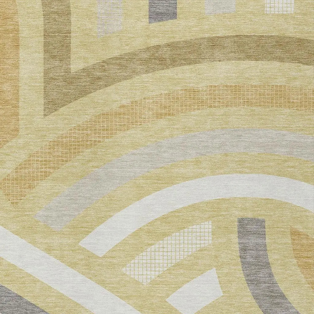 5' X 8' Wheat And Gold Abstract Washable Indoor Outdoor Area Rug Homeroots Outdoor