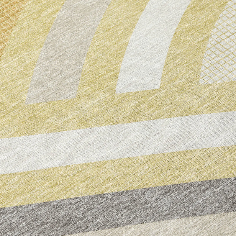 5' X 8' Wheat And Gold Abstract Washable Indoor Outdoor Area Rug Homeroots Outdoor