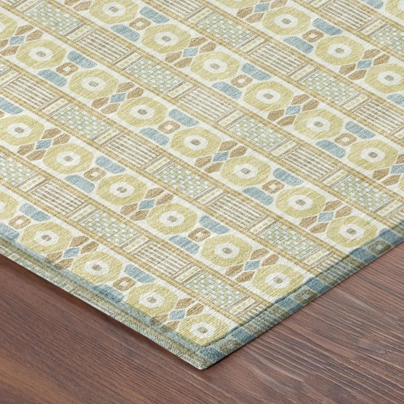 5' X 8' Wheat And Gold Striped Washable Indoor Outdoor Area Rug Homeroots Outdoor