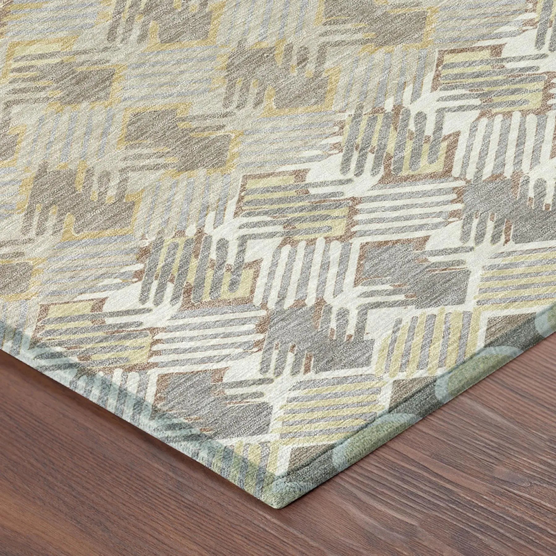 5' X 8' Wheat And Gold Striped Washable Indoor Outdoor Area Rug Homeroots Outdoor