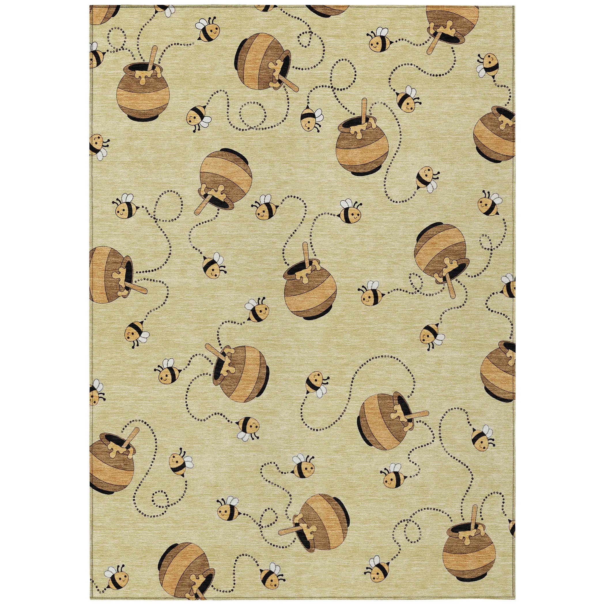 5' X 8' Wheat And Ivory Geometric Washable Indoor Outdoor Area Rug Homeroots Outdoor