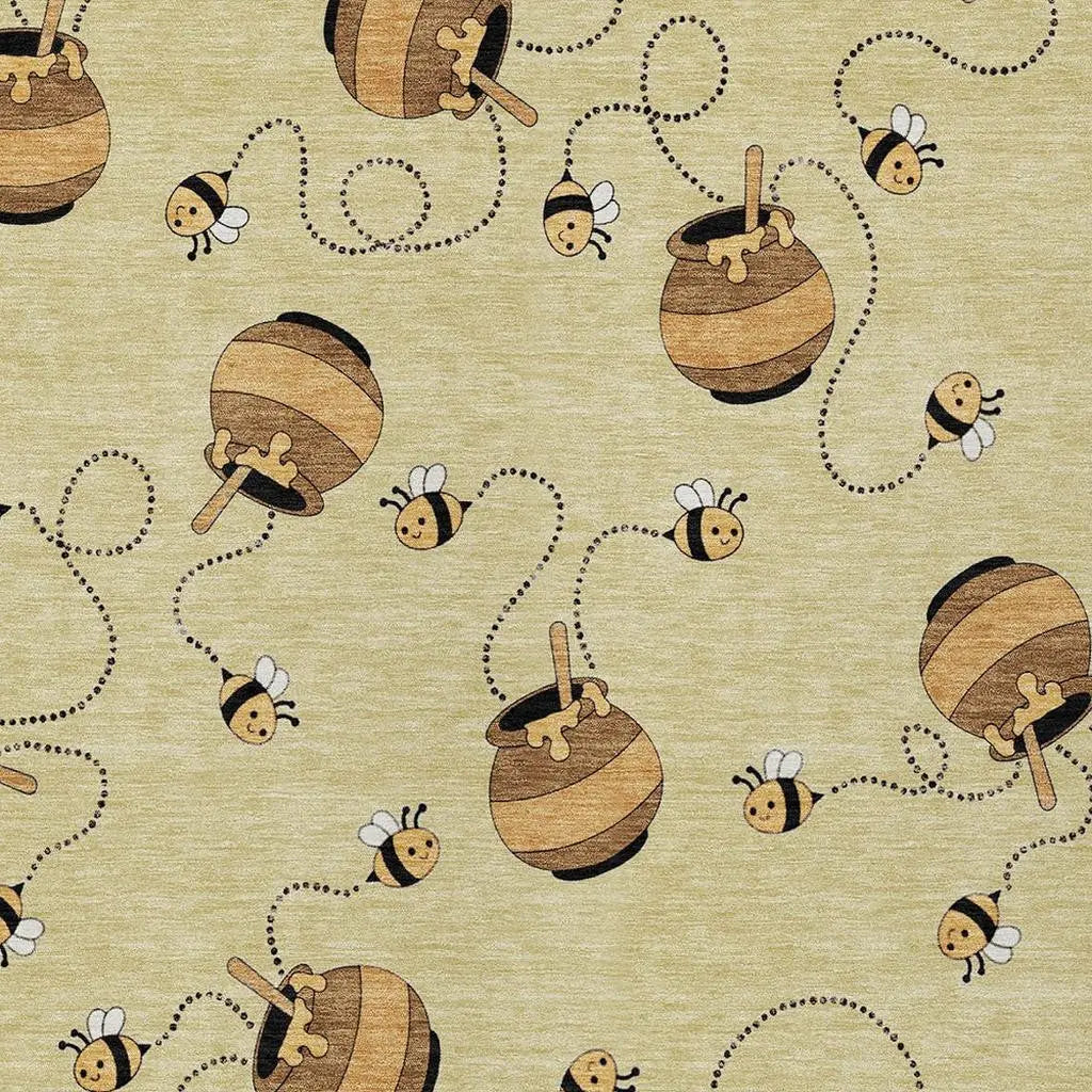 5' X 8' Wheat And Ivory Geometric Washable Indoor Outdoor Area Rug Homeroots Outdoor
