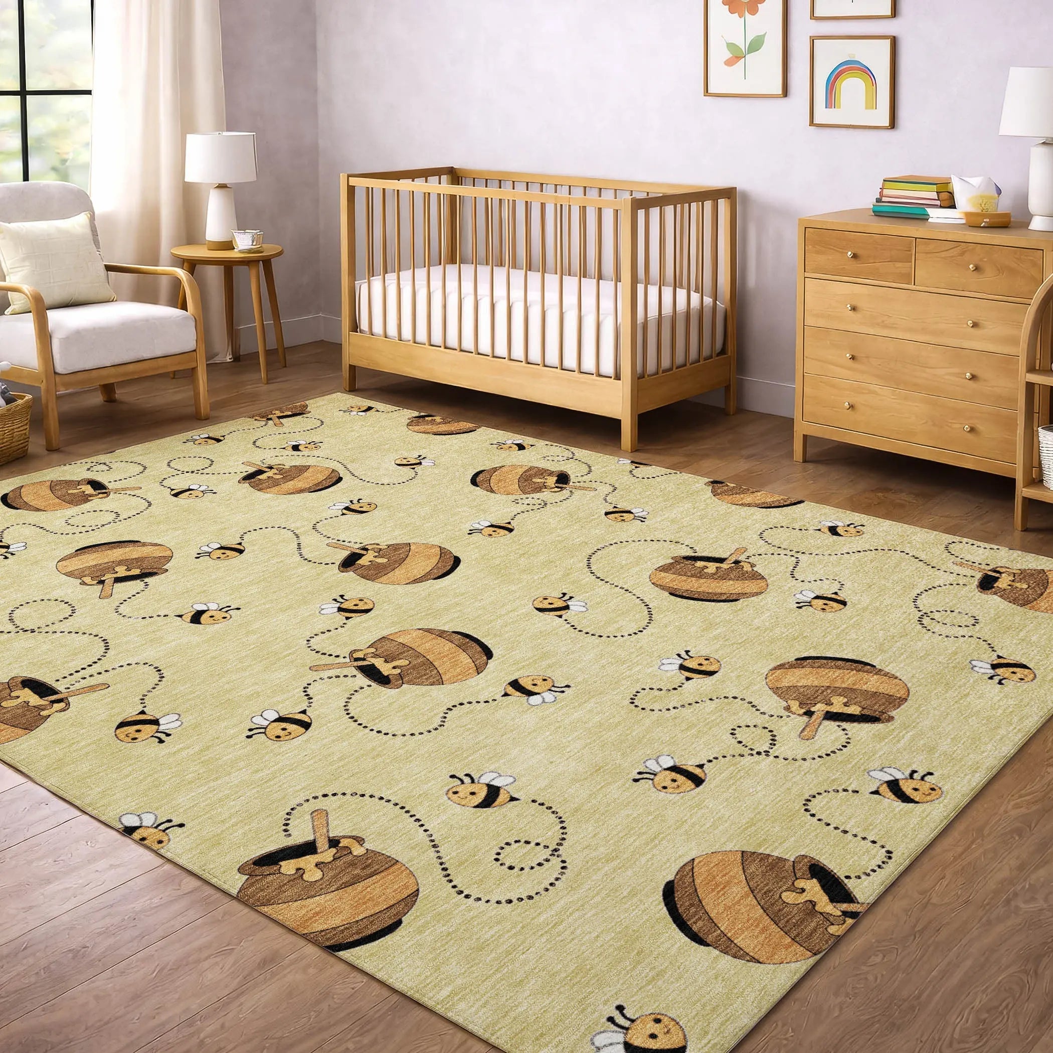 5' X 8' Wheat And Ivory Geometric Washable Indoor Outdoor Area Rug Homeroots Outdoor