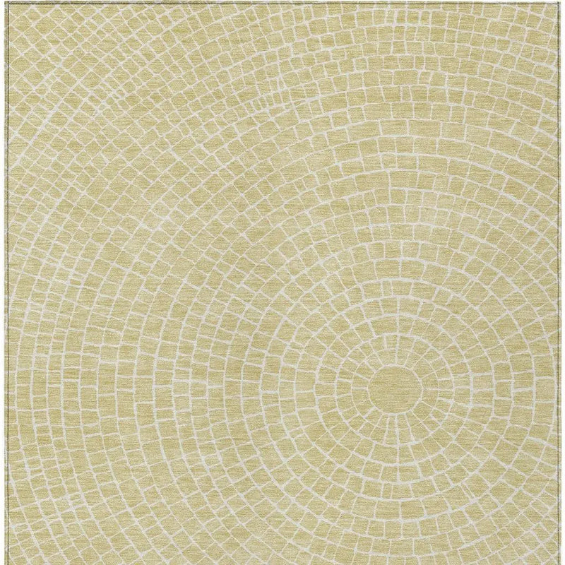 5' X 8' Wheat And Ivory Geometric Washable Indoor Outdoor Area Rug Homeroots Outdoor