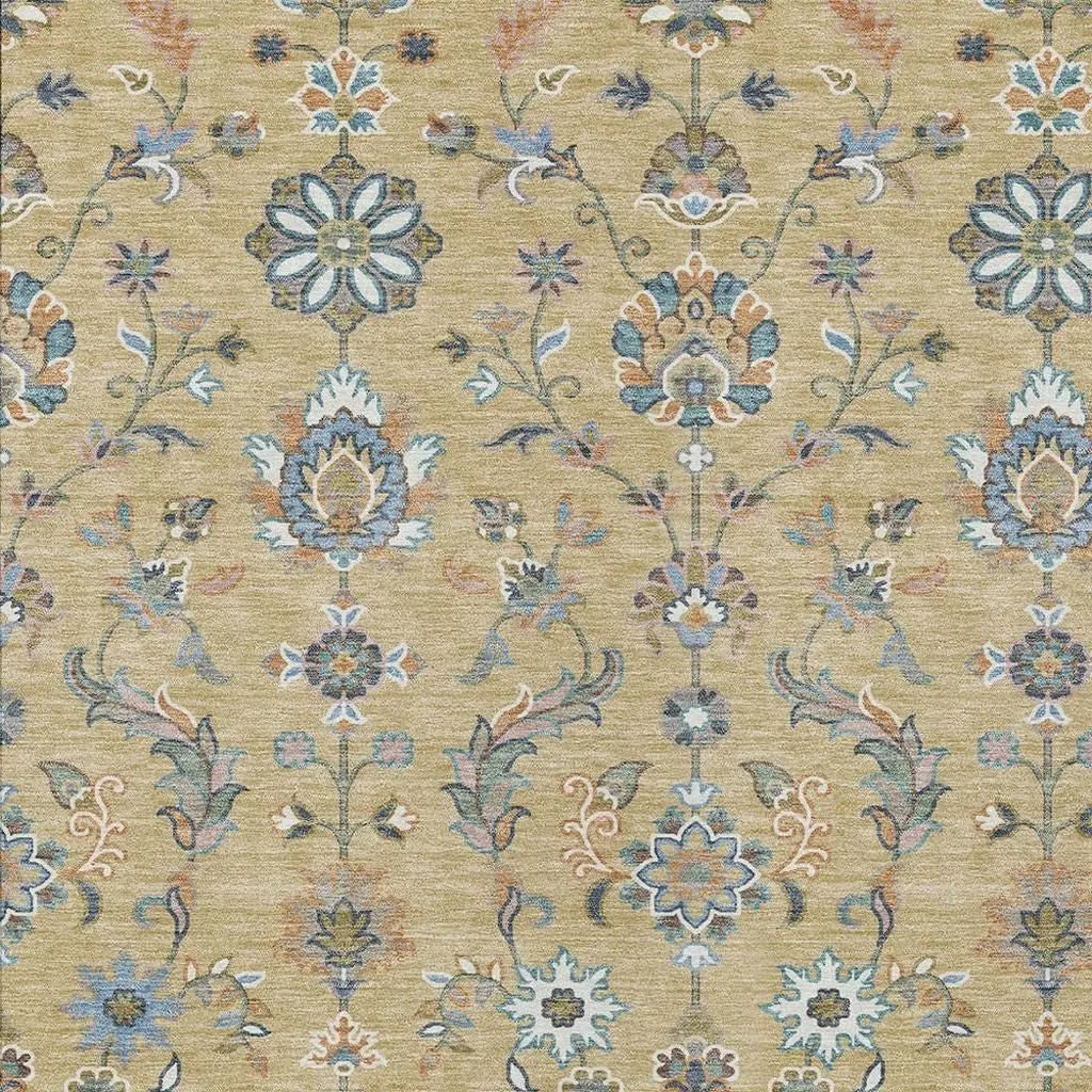 5' X 8' Wheat And Taupe Abstract Washable Indoor Outdoor Area Rug Homeroots Outdoor