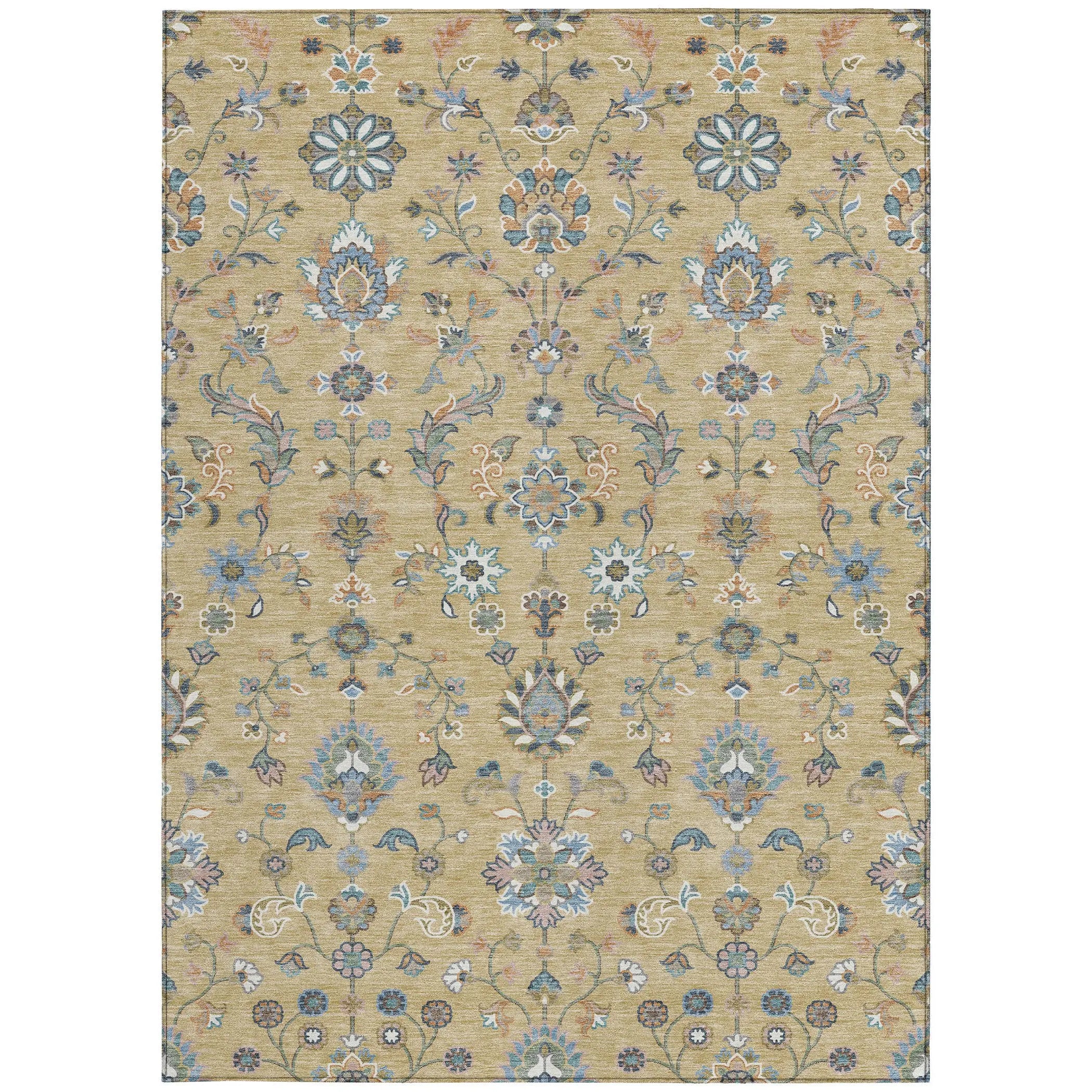 5' X 8' Wheat And Taupe Abstract Washable Indoor Outdoor Area Rug Homeroots Outdoor