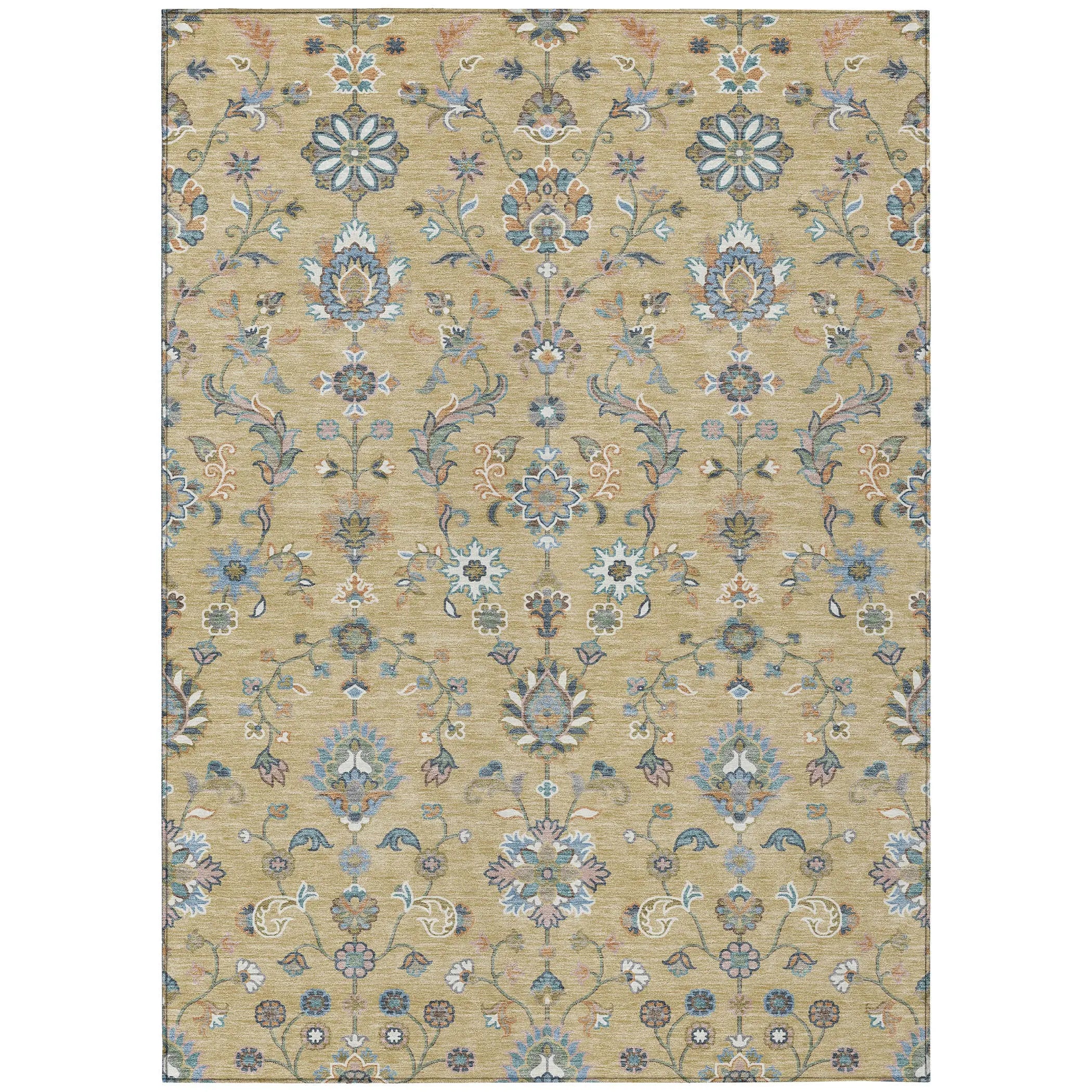 5' X 8' Wheat And Taupe Abstract Washable Indoor Outdoor Area Rug Homeroots Outdoor