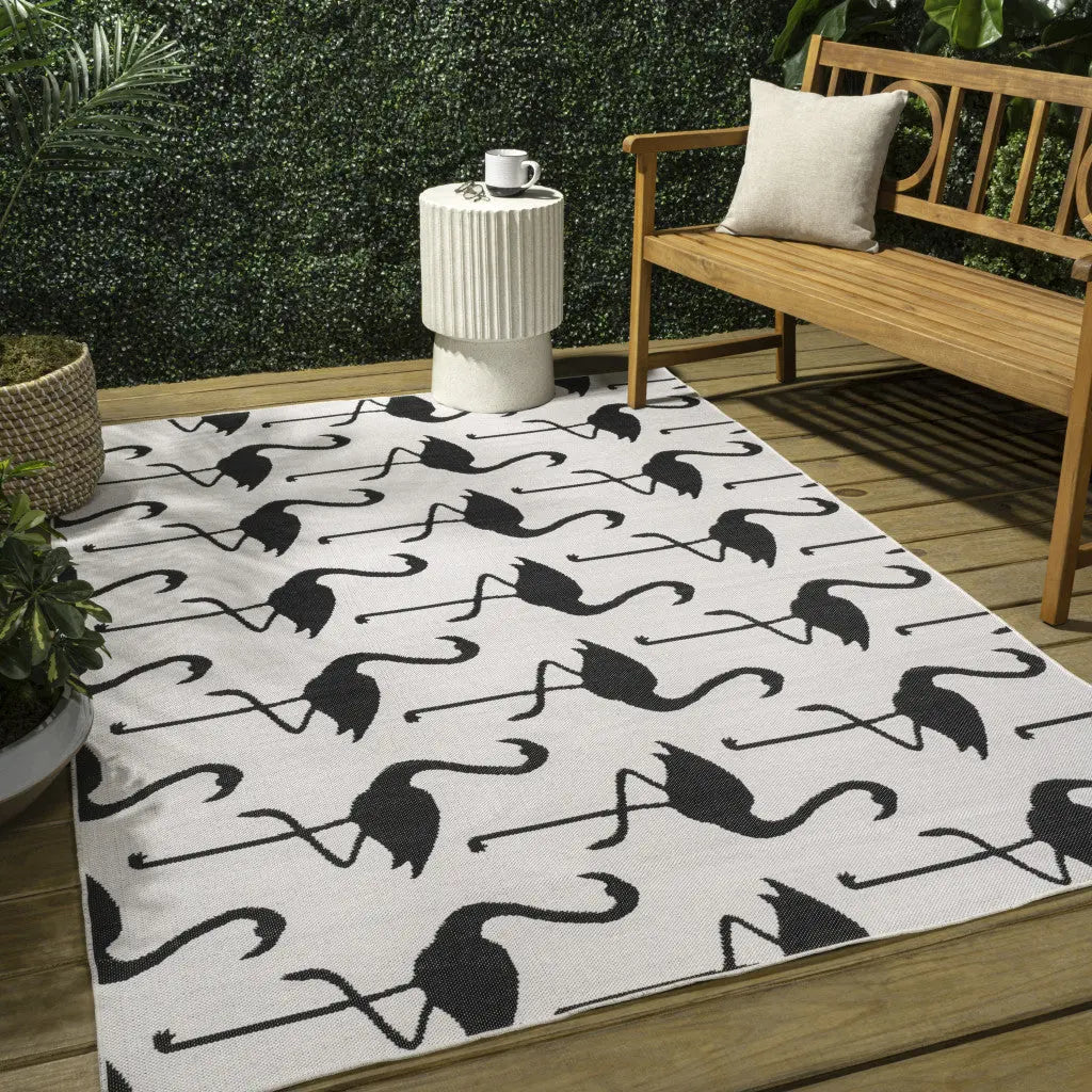 5' X 8' White And Black Animal Print Indoor Outdoor Area Rug Homeroots Outdoor
