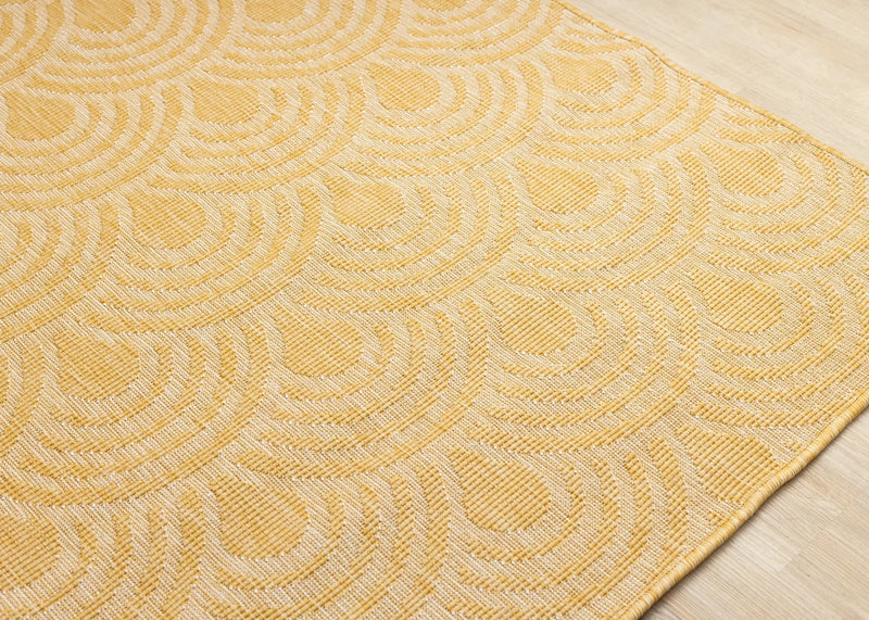 5' X 8' Yellow And Beige Geometric Area Rug - GreatEagleInc