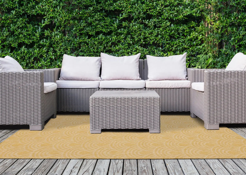 5' X 8' Yellow And Beige Geometric Area Rug - GreatEagleInc