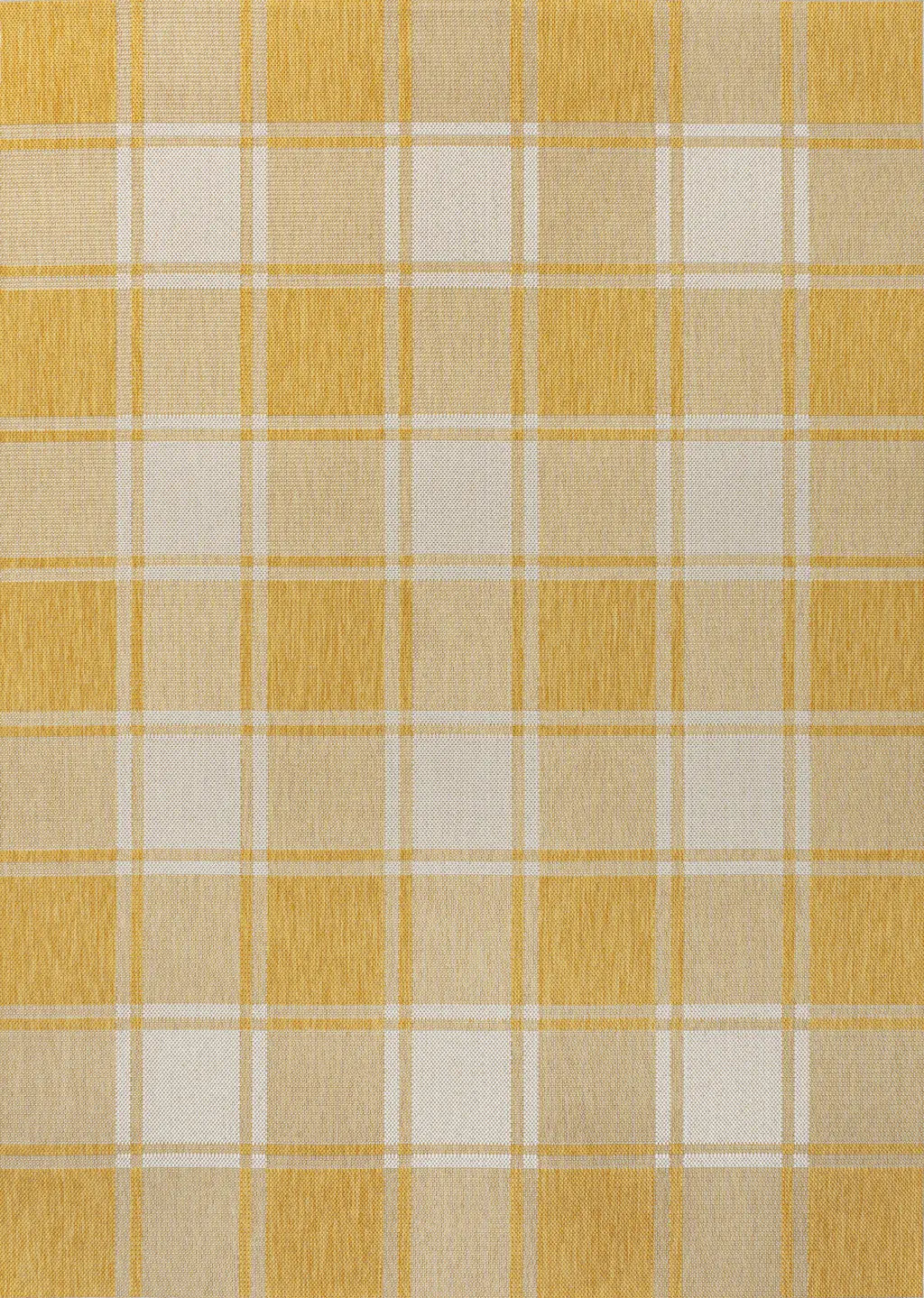 5' X 8' Yellow And Cream Gingham Indoor Outdoor Area Rug Homeroots Outdoor
