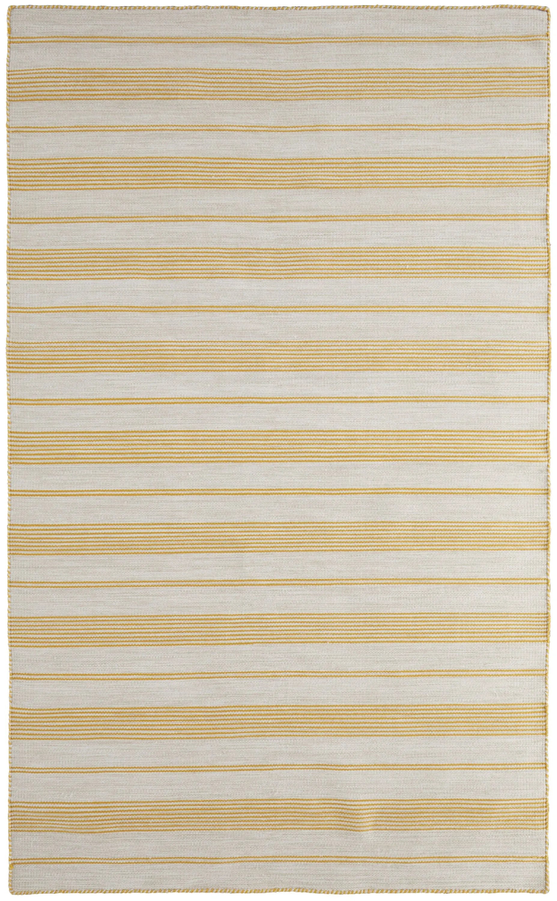 5' X 8' Yellow And Ivory Striped Dhurrie Hand Woven Stain Resistant Area Rug Homeroots Outdoor