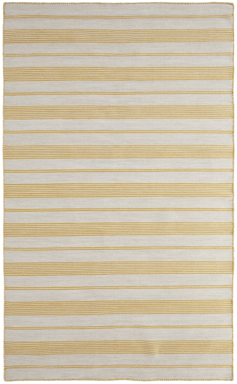 5' X 8' Yellow And Ivory Striped Dhurrie Hand Woven Stain Resistant Area Rug Homeroots Outdoor