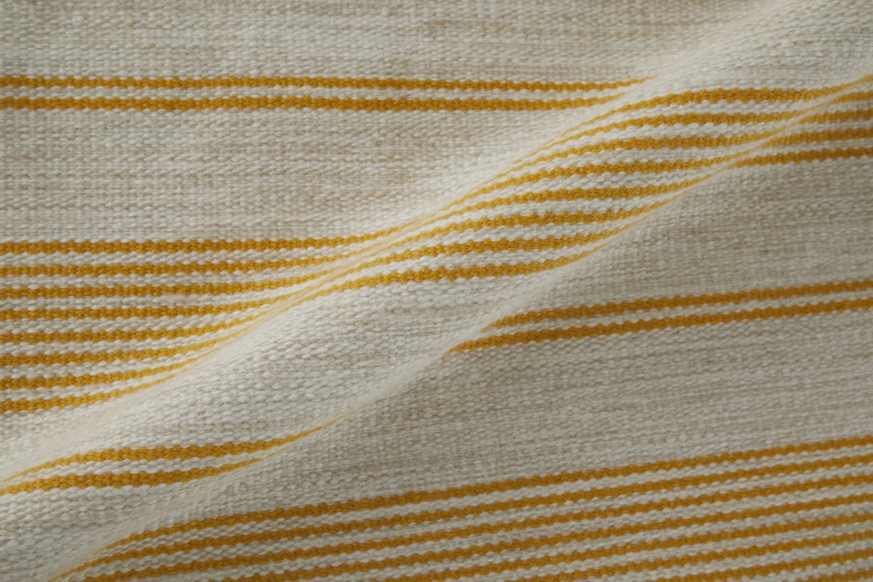 5' X 8' Yellow And Ivory Striped Dhurrie Hand Woven Stain Resistant Area Rug Homeroots Outdoor