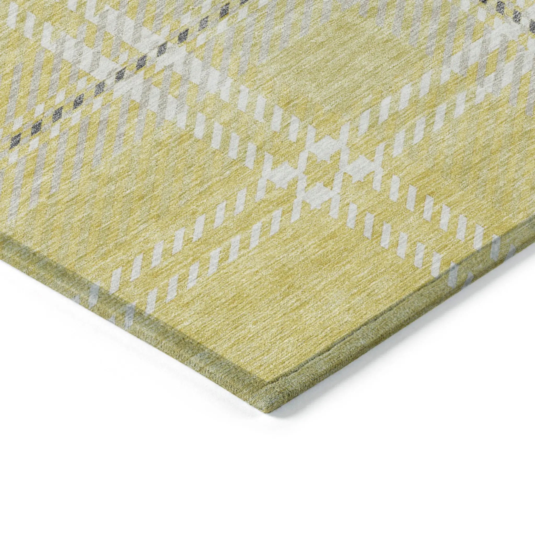 5' X 8' Yellow Black And Ivory Plaid Washable Indoor Outdoor Area Rug Homeroots Outdoor