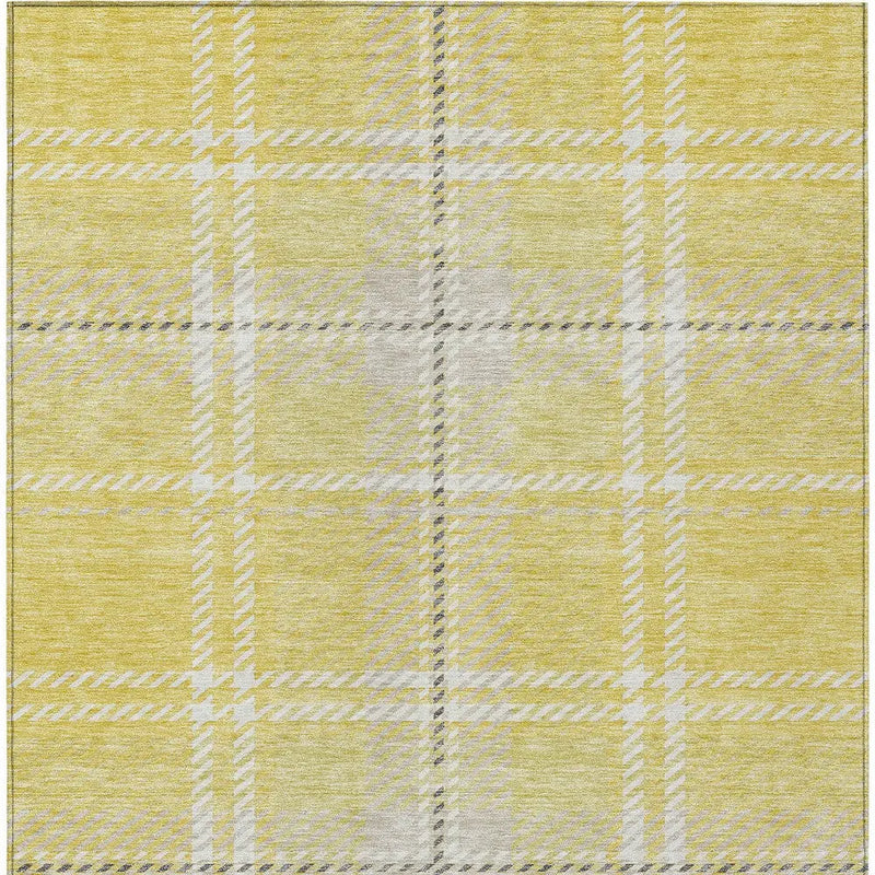 5' X 8' Yellow Black And Ivory Plaid Washable Indoor Outdoor Area Rug Homeroots Outdoor