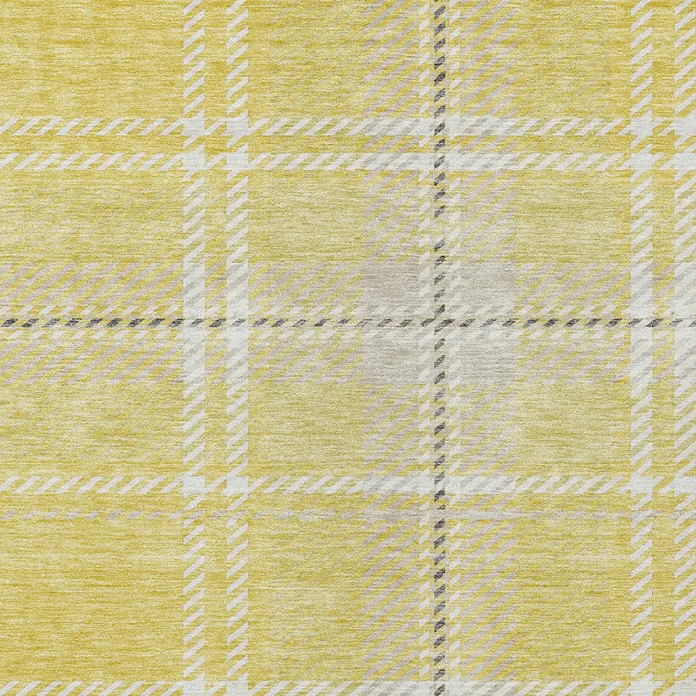 5' X 8' Yellow Black And Ivory Plaid Washable Indoor Outdoor Area Rug Homeroots Outdoor