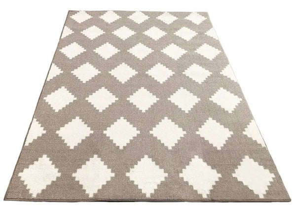 5x7 Beige Ivory Diamond Geometric Soft Low Pile Area Rug Home Mart Goods