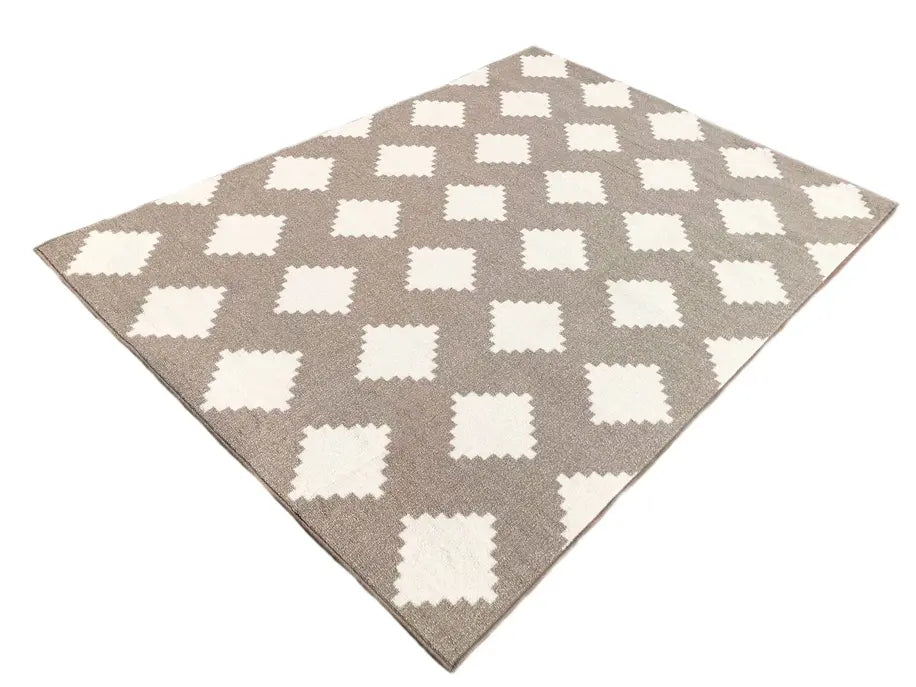 5x7 Beige Ivory Diamond Geometric Soft Low Pile Area Rug Home Mart Goods