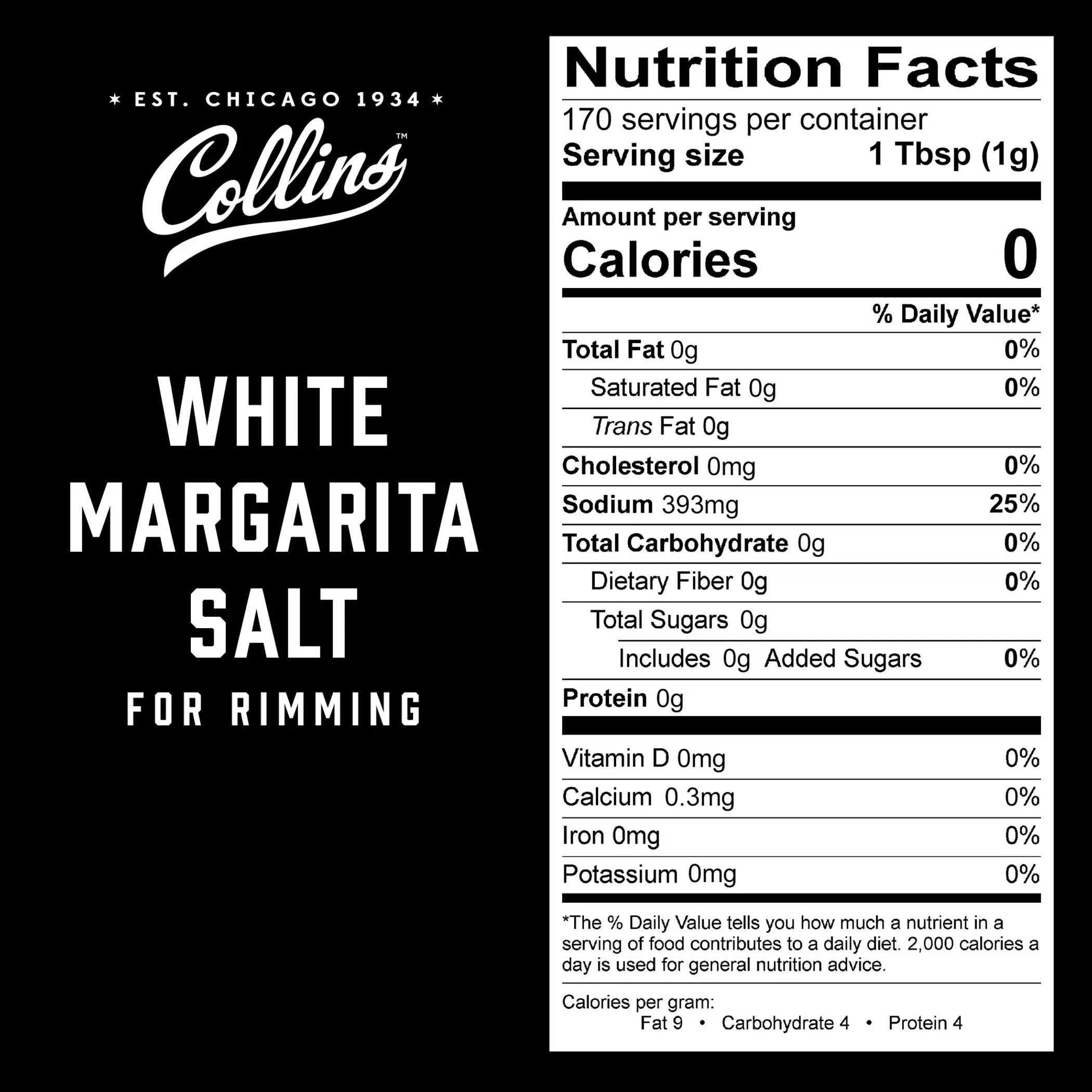 6 oz. White Margarita Salt by Collins Collins Consumables