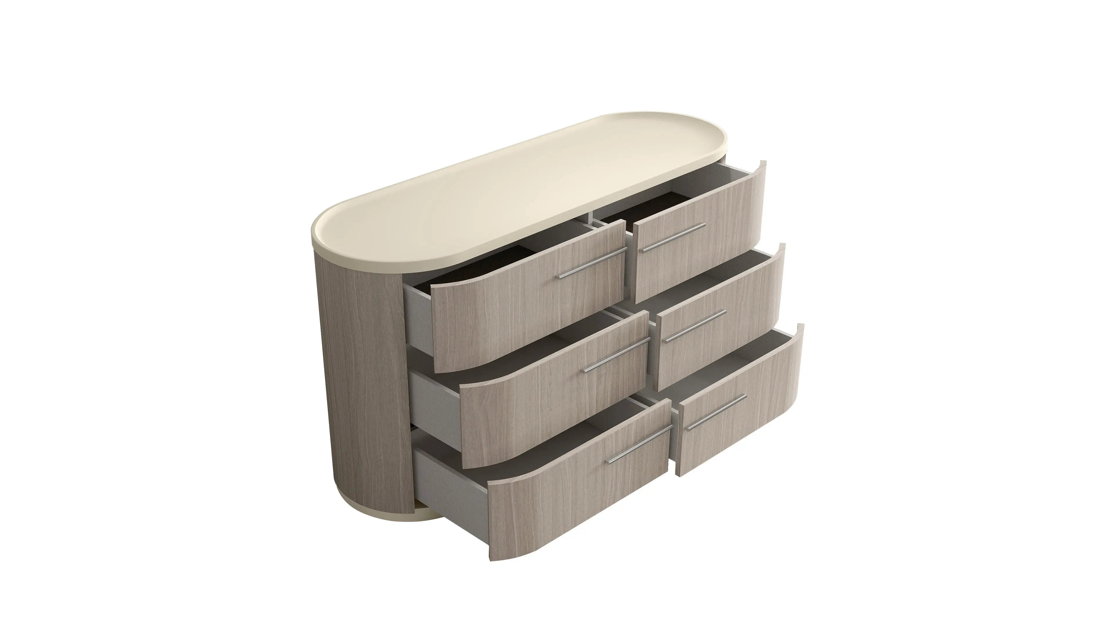 60" Beige And Oak Wood Six Drawer Double Dresser Homeroots Bed & Bath