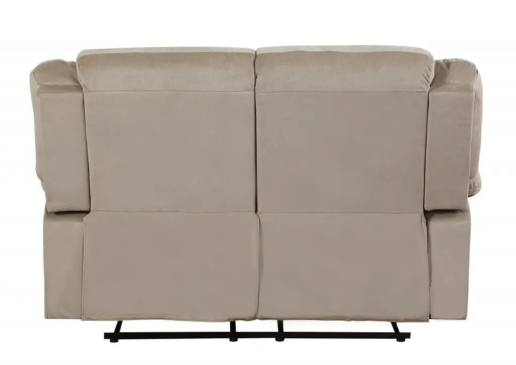 60" Beige Microfiber Manual Reclining Loveseat Homeroots Living Room