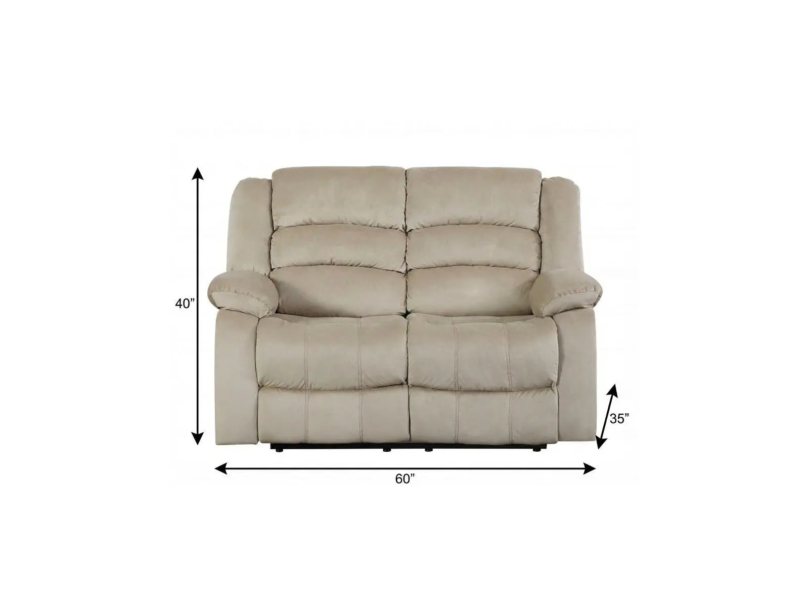 60" Beige Microfiber Manual Reclining Loveseat Homeroots Living Room