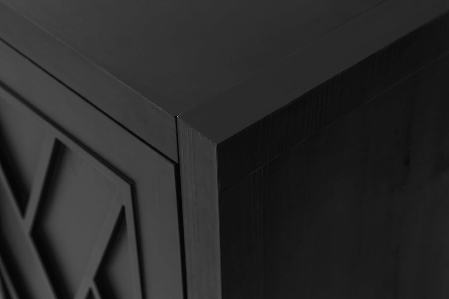 60" Black Distressed Sideboard with Four Doors Homeroots Kitchen & Dining