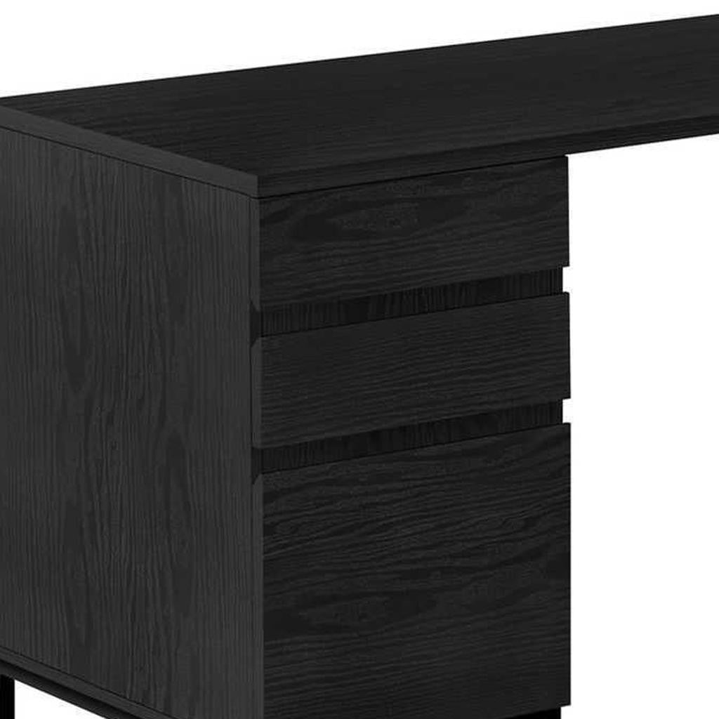 60" Black L Shape Computer Desk With Three Drawers Homeroots Office
