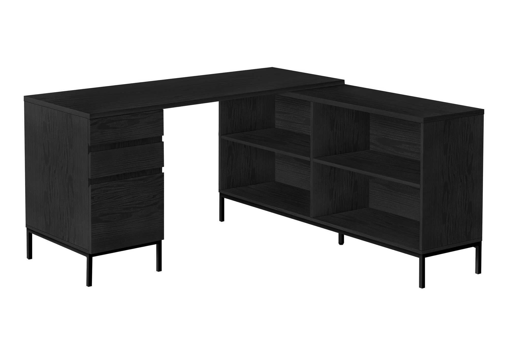 60" Black L Shape Computer Desk With Three Drawers Homeroots Office