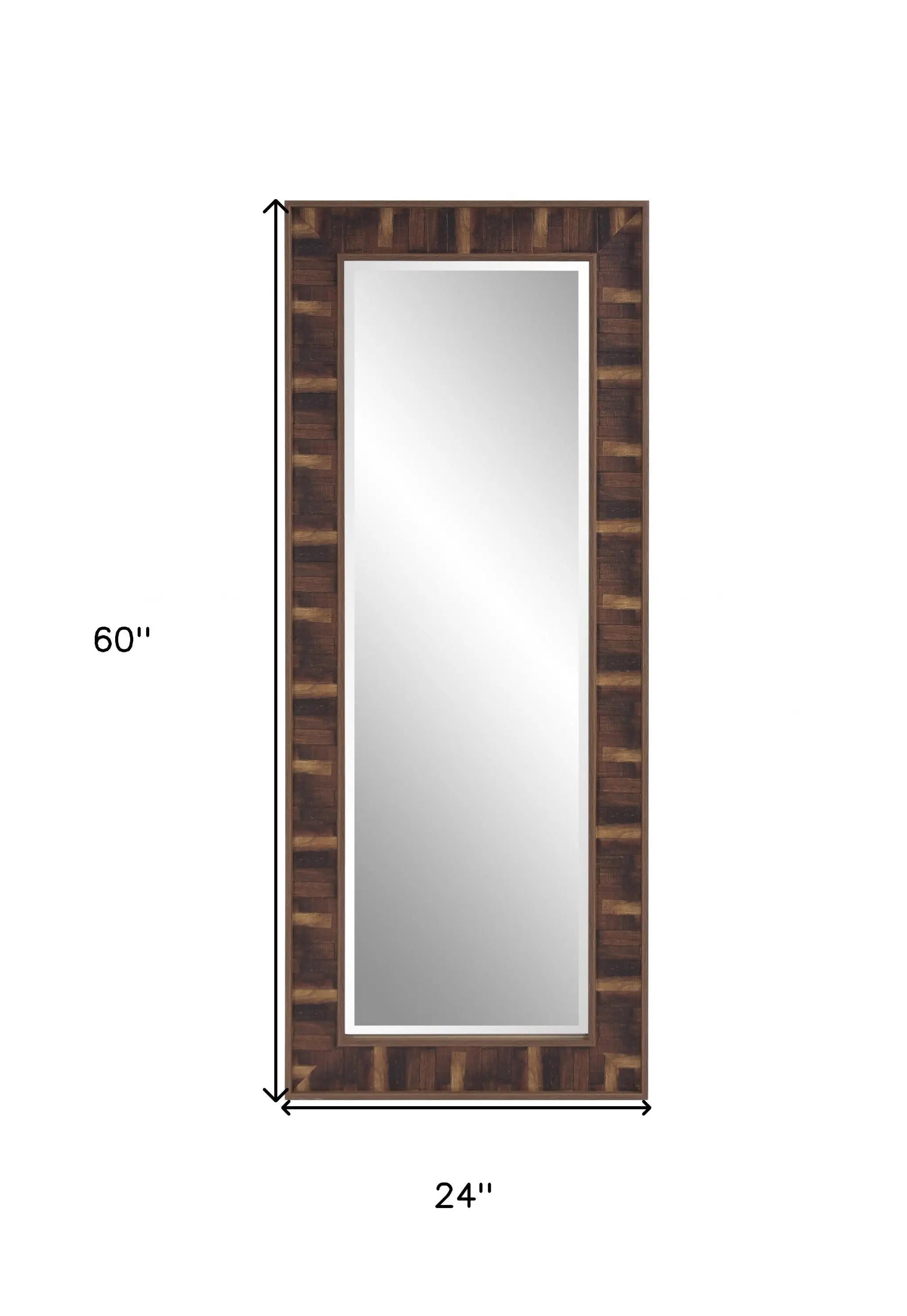 60" Brown Framed Full Length Hanging Mirror Homeroots Bed & Bath