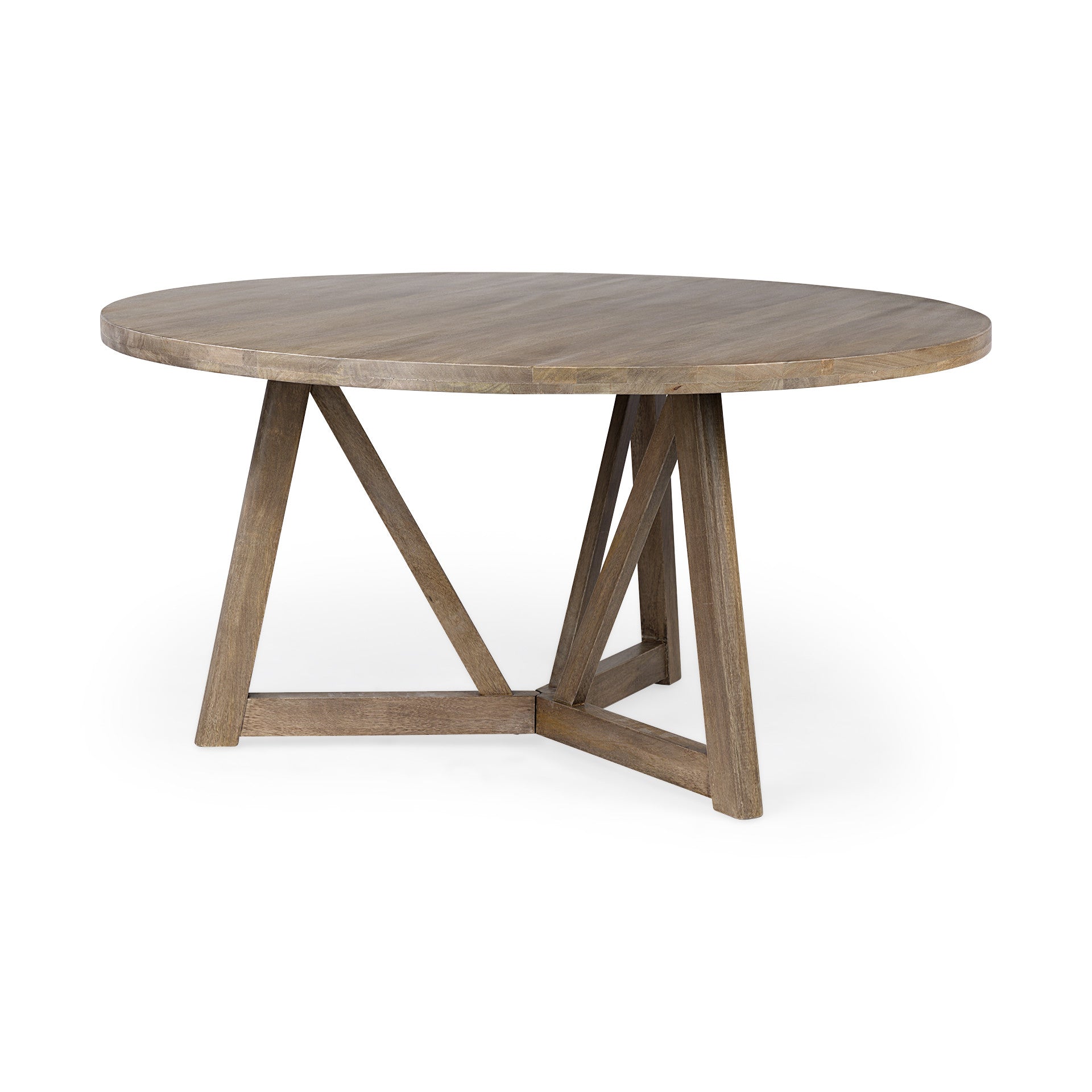 60" Brown Rounded Solid Wood Pedestal Base Dining Table - GreatEagleInc