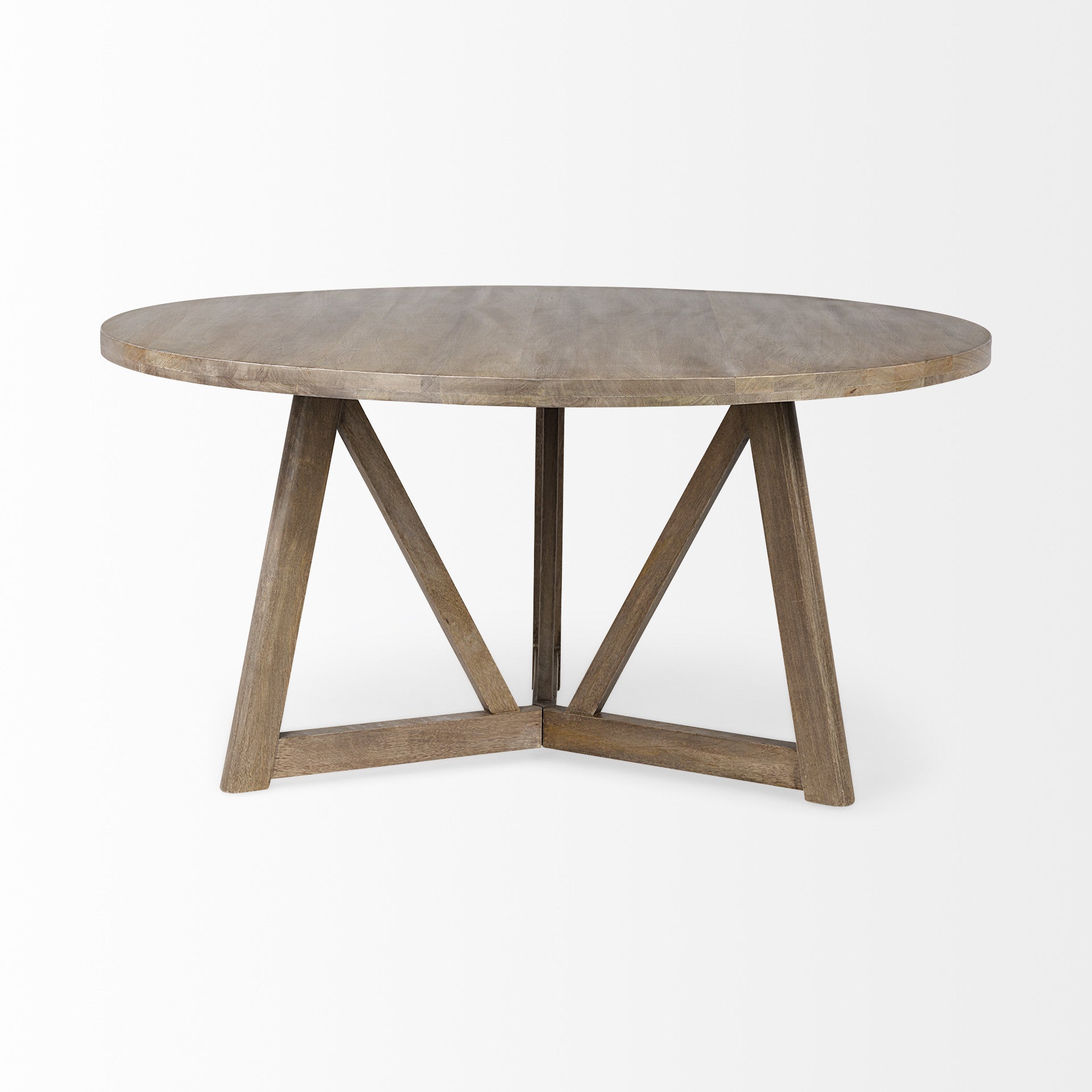 60" Brown Rounded Solid Wood Pedestal Base Dining Table - GreatEagleInc