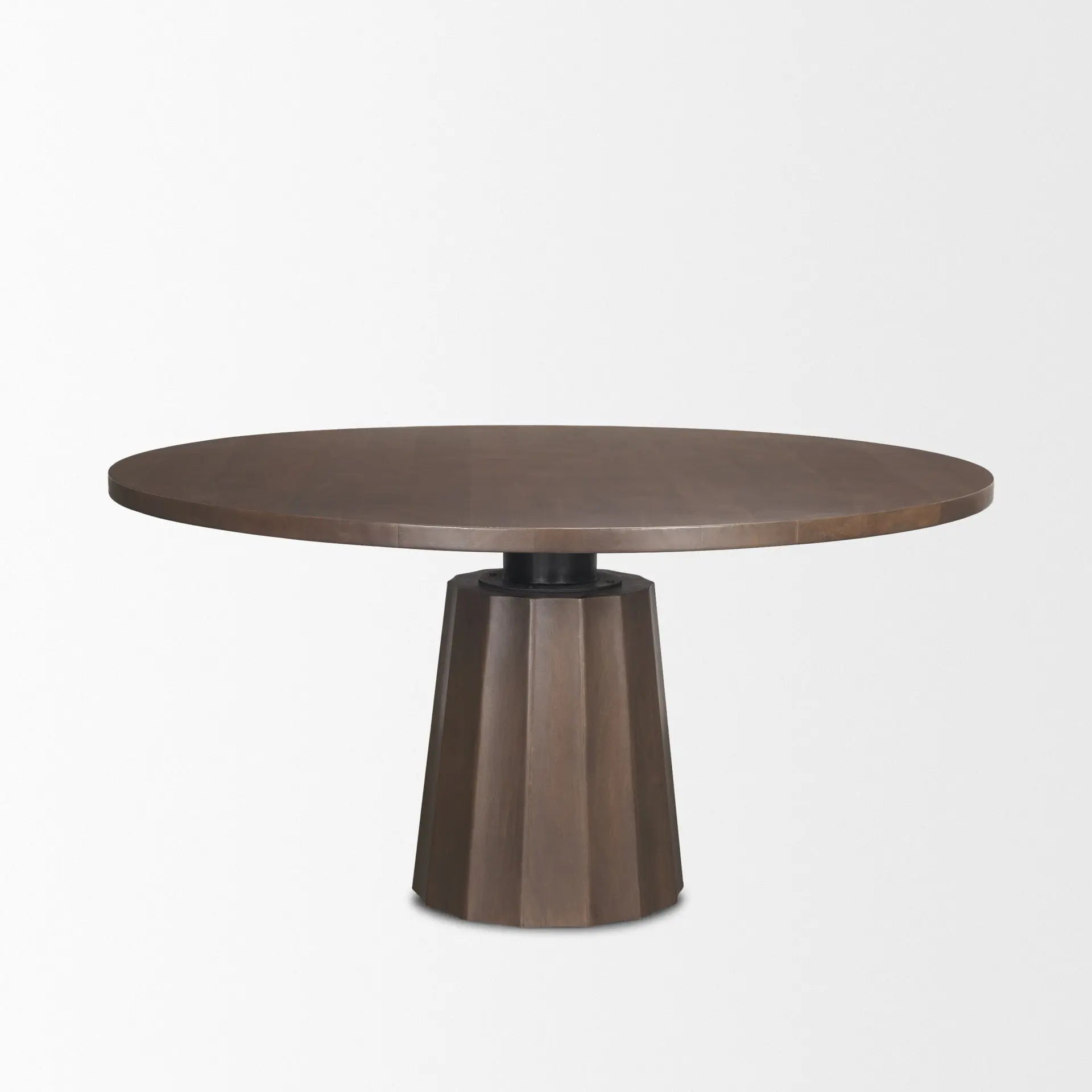 60" Brown Solid Wood Pedestal Base Round Top Dining Table Homeroots Kitchen & Dining