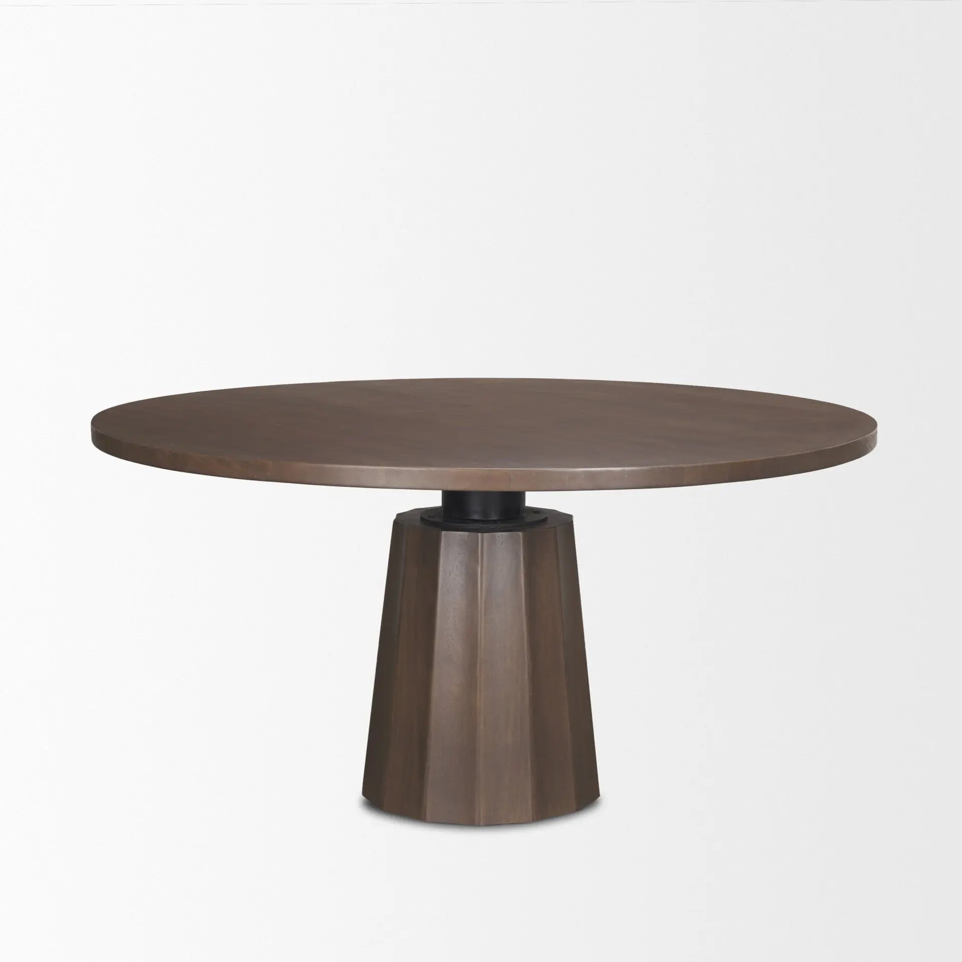 60" Brown Solid Wood Pedestal Base Round Top Dining Table Homeroots Kitchen & Dining