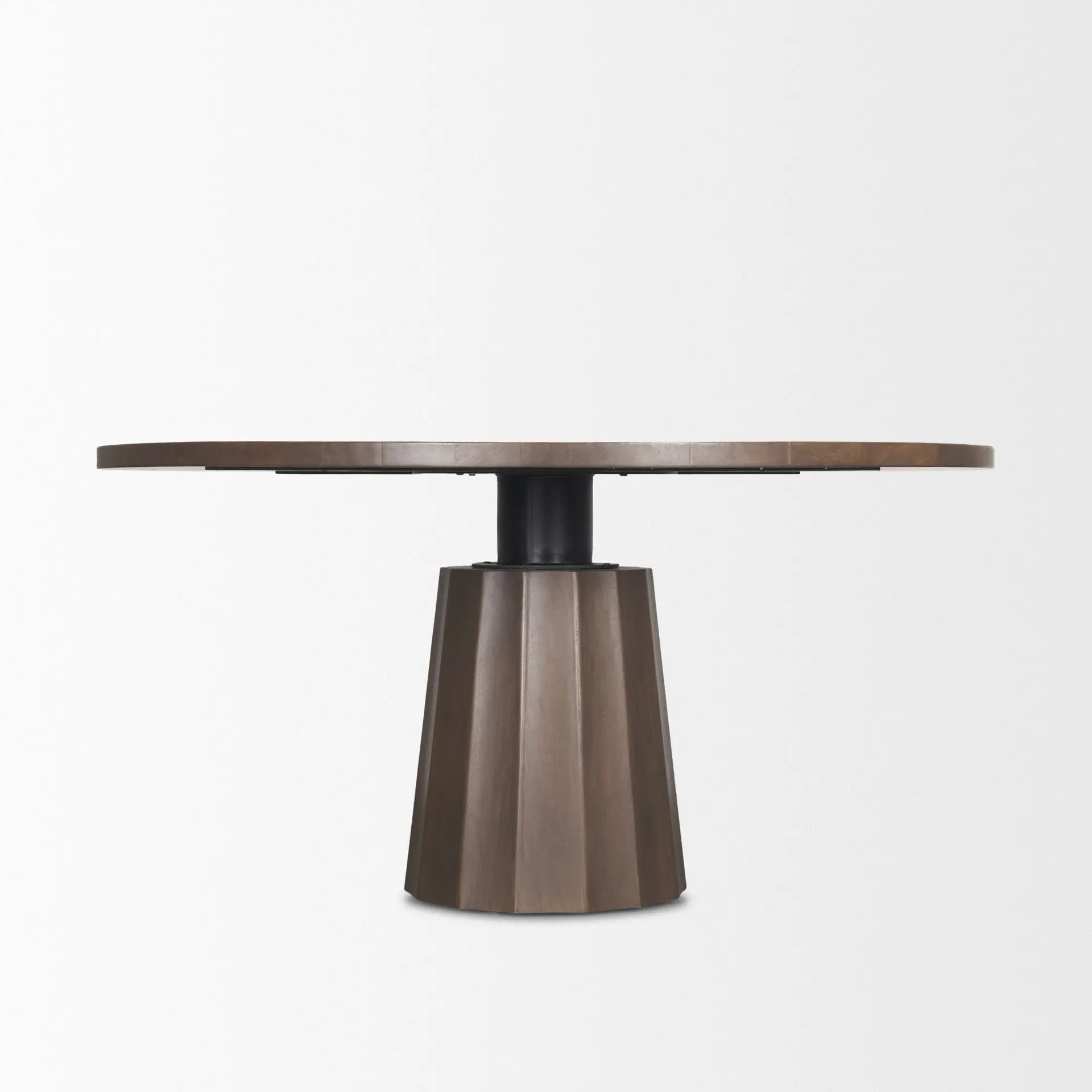 60" Brown Solid Wood Pedestal Base Round Top Dining Table Homeroots Kitchen & Dining