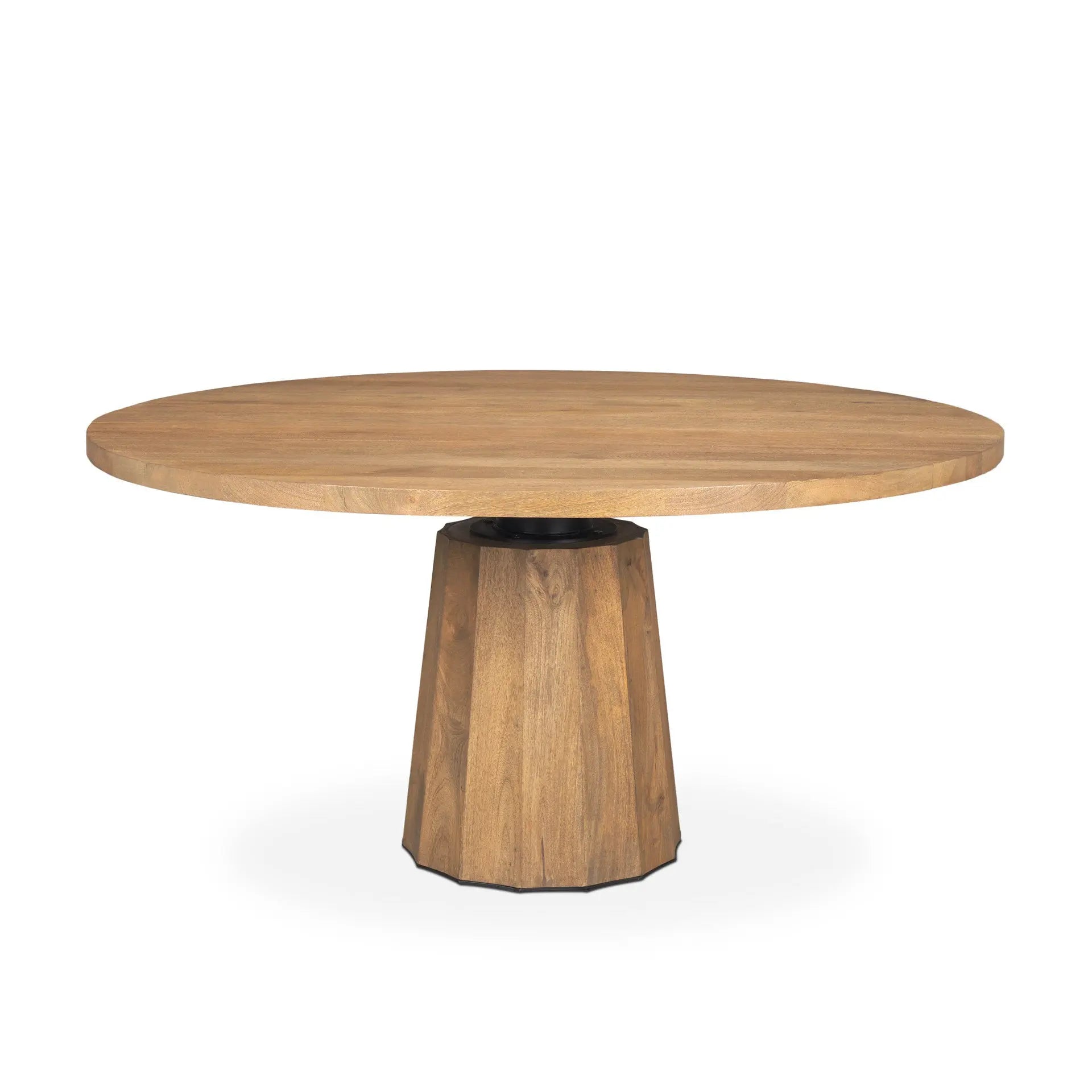 60" Brown Solid Wood Pedestal Base Round Top Dining Table Homeroots Kitchen & Dining