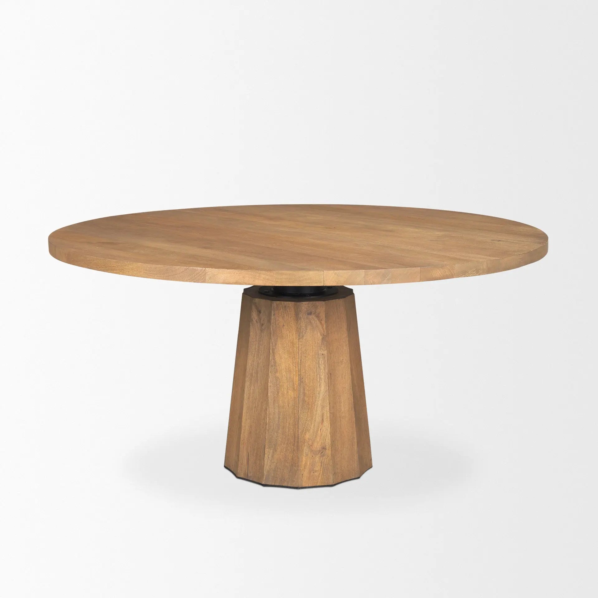 60" Brown Solid Wood Pedestal Base Round Top Dining Table Homeroots Kitchen & Dining