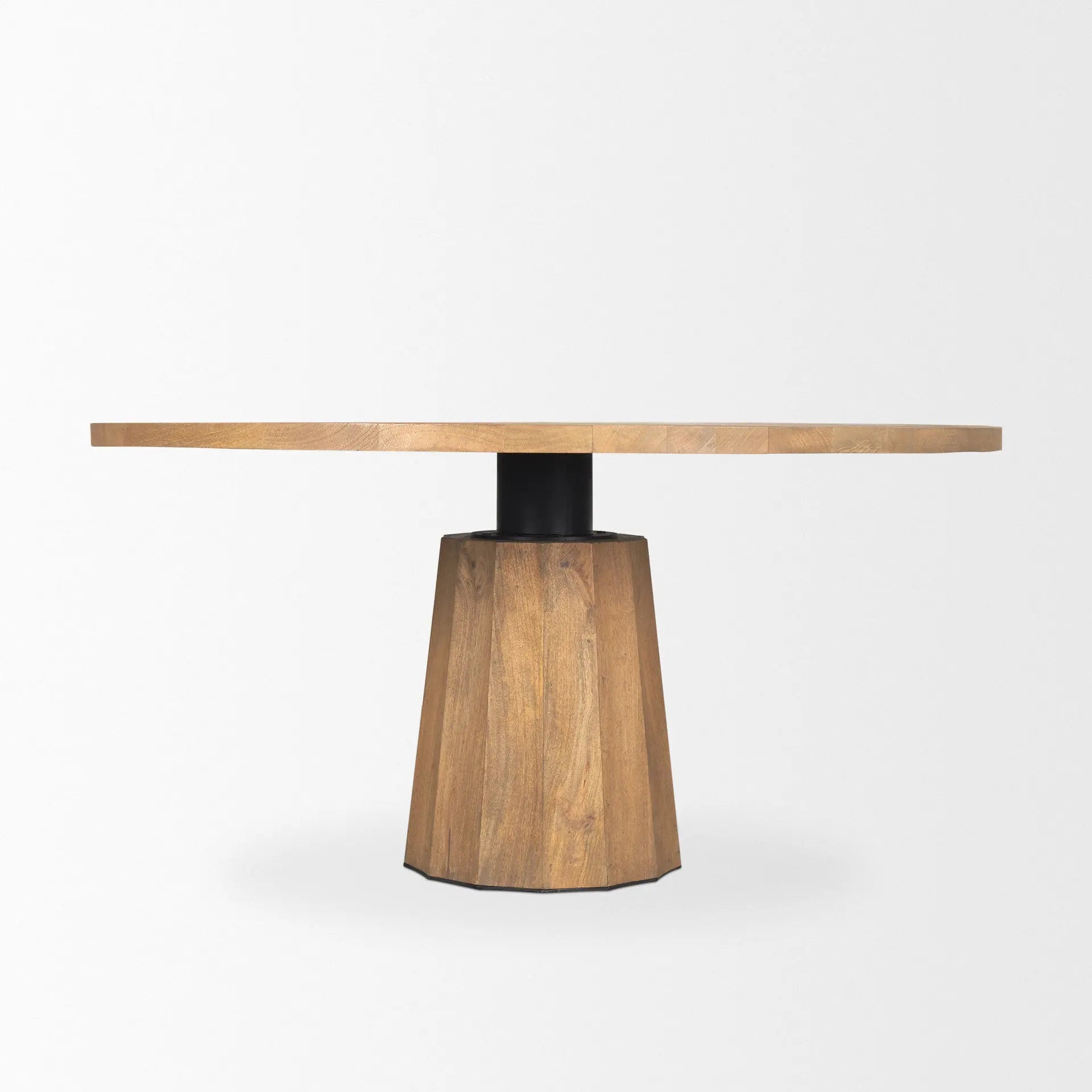 60" Brown Solid Wood Pedestal Base Round Top Dining Table Homeroots Kitchen & Dining
