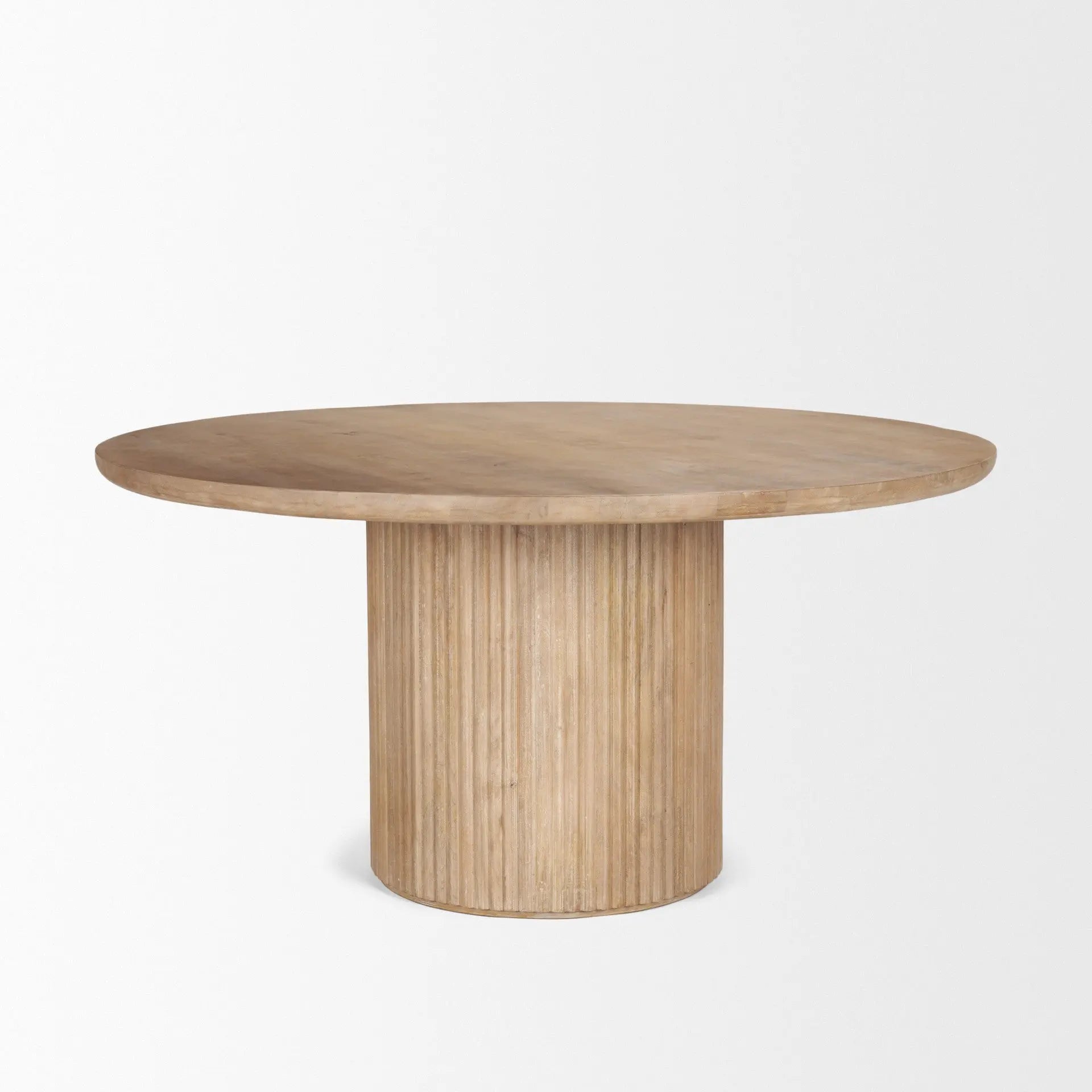 60" Brown Solid Wood Pedestal Base Round Top Dining Table Homeroots Kitchen & Dining