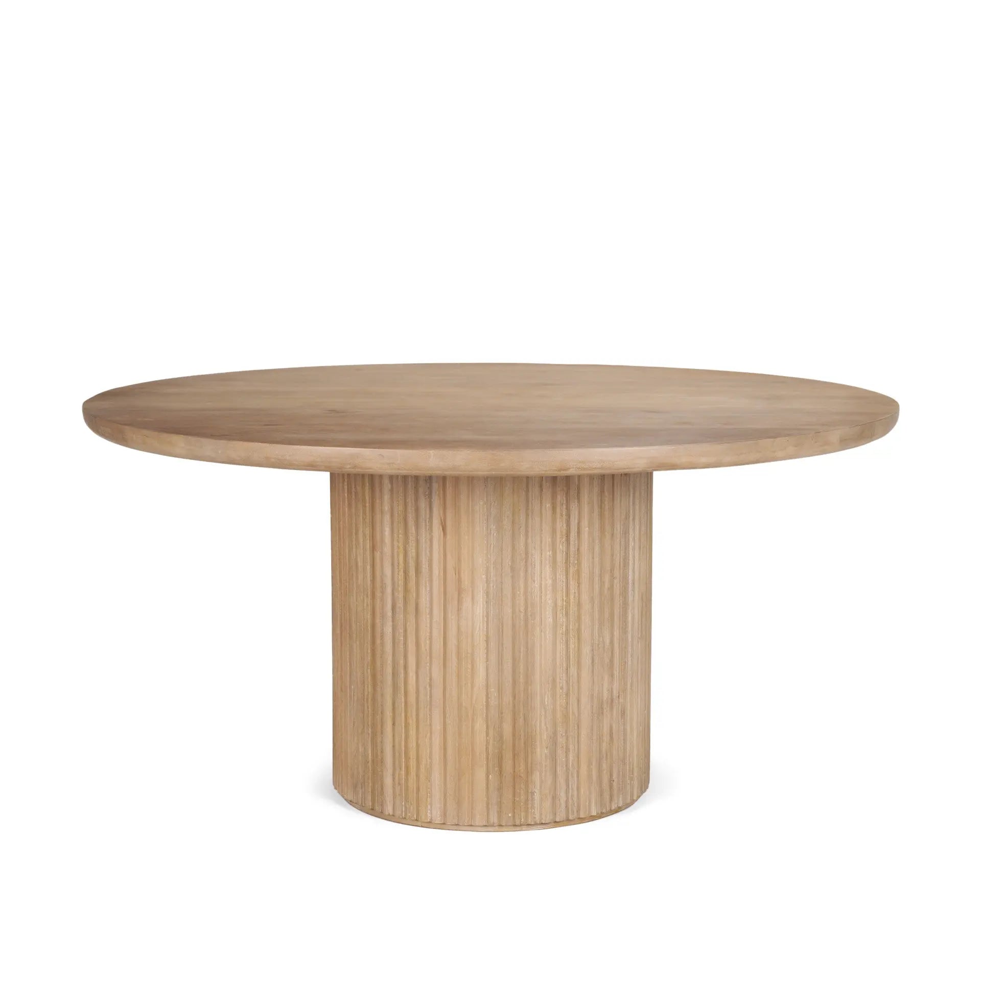 60" Brown Solid Wood Pedestal Base Round Top Dining Table Homeroots Kitchen & Dining